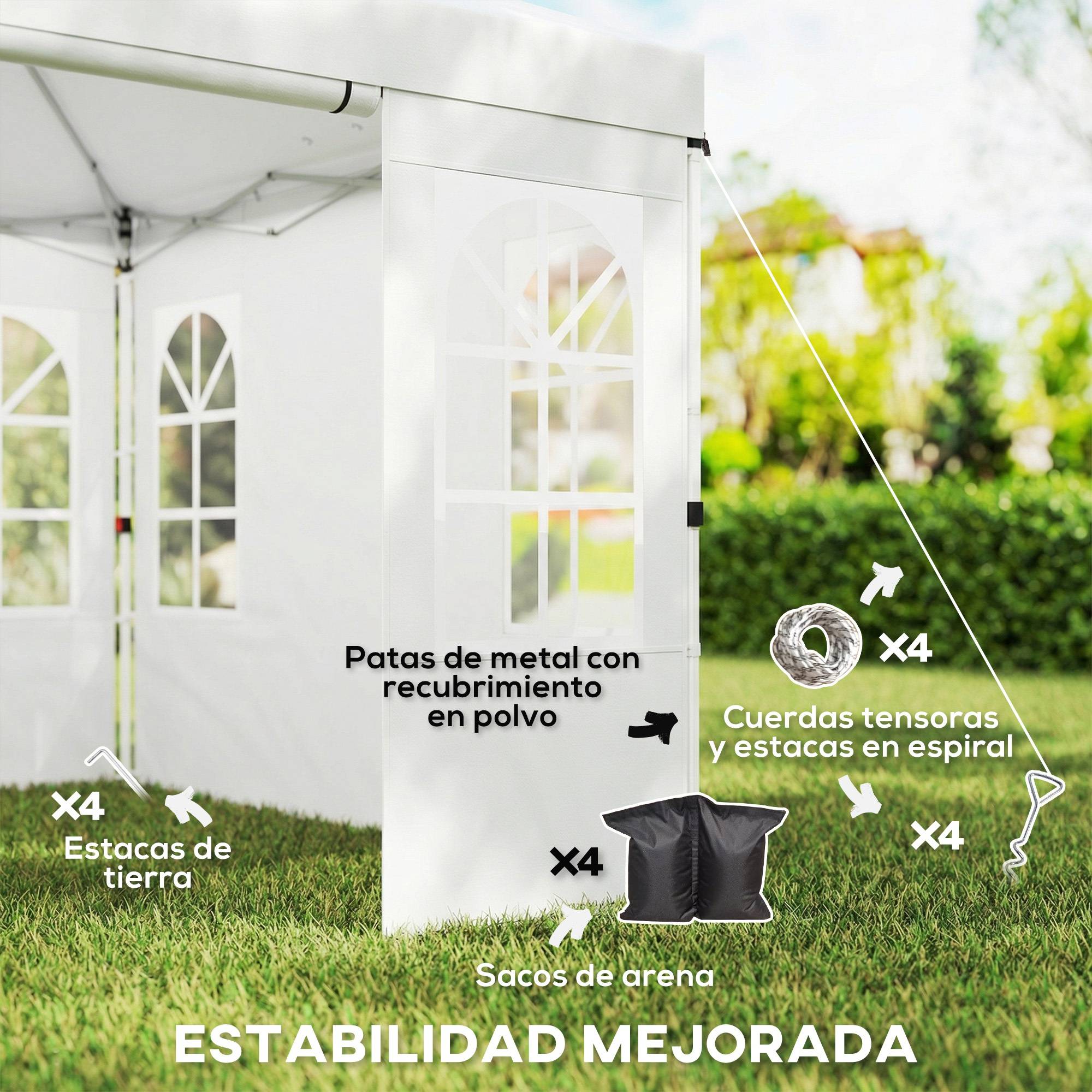 ComfortXL - Tonnelle pliante métal et Oxford pour jardin avec 4 parois amovibles 3 x 3 m blanc - ComfortXL Outdoor Living - Image 8
