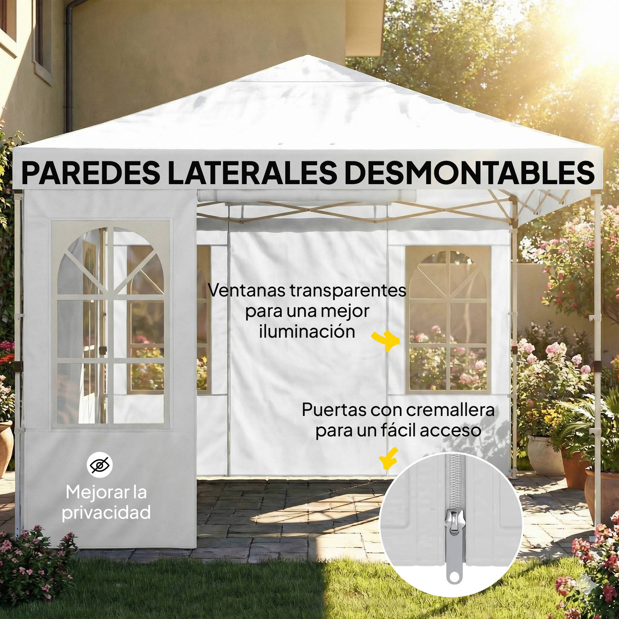 ComfortXL - Tonnelle pliante métal et Oxford pour jardin avec 4 parois amovibles 3 x 3 m blanc - ComfortXL Outdoor Living - Image 10