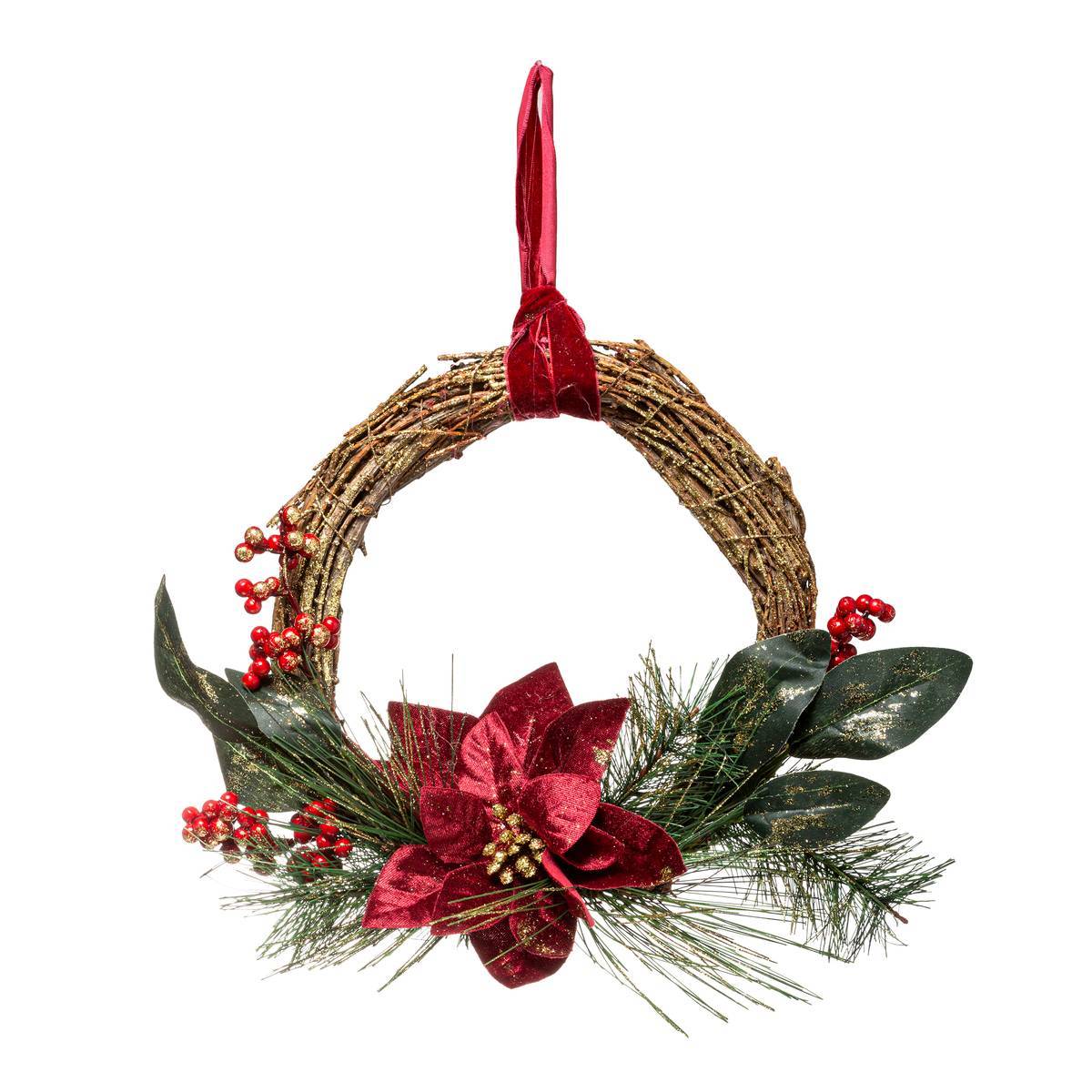 Atmosphera - Couronne poinsettia 38cm - Atmosphera Créateur d'intérieur