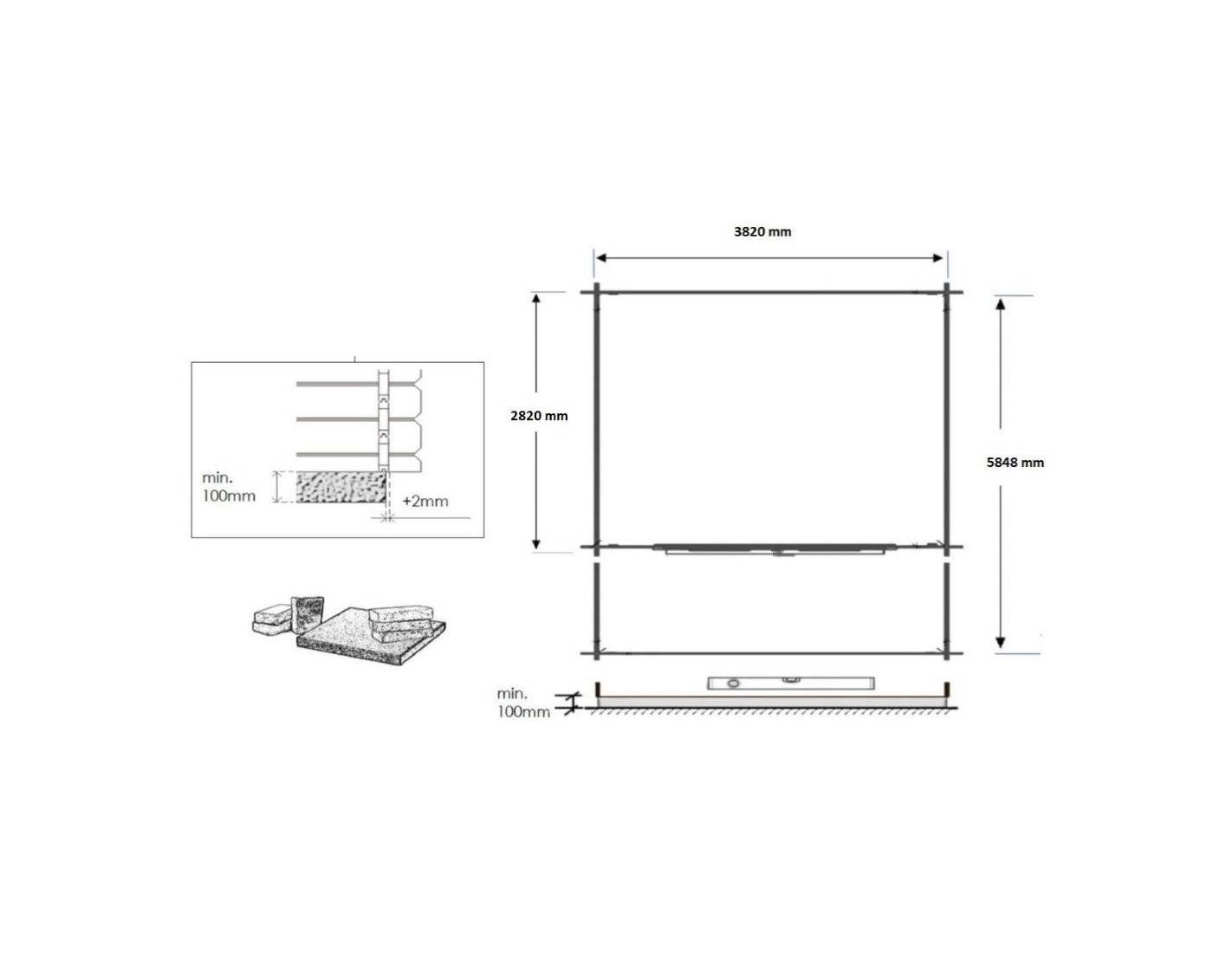 Altanka - Abri de jardin en bois - 4x3 m + terrasse avec balustrade et avant-toit en bois - 24 m2 - Traité - DOM418+DOM541+DOM542+POD05 - ALTANKA - Imagen 3