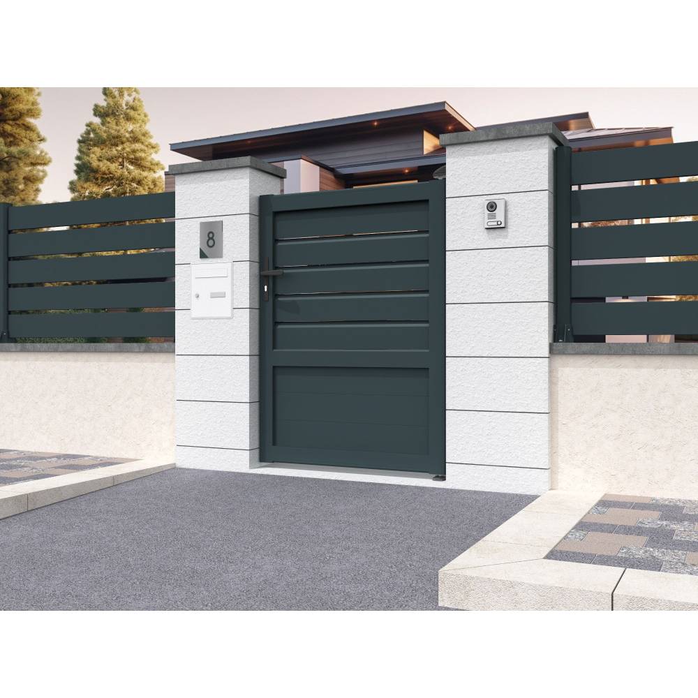Portillon panneau mixte SPASIE 1000x1894.8mm (Gris anthracite) - Alia Productions