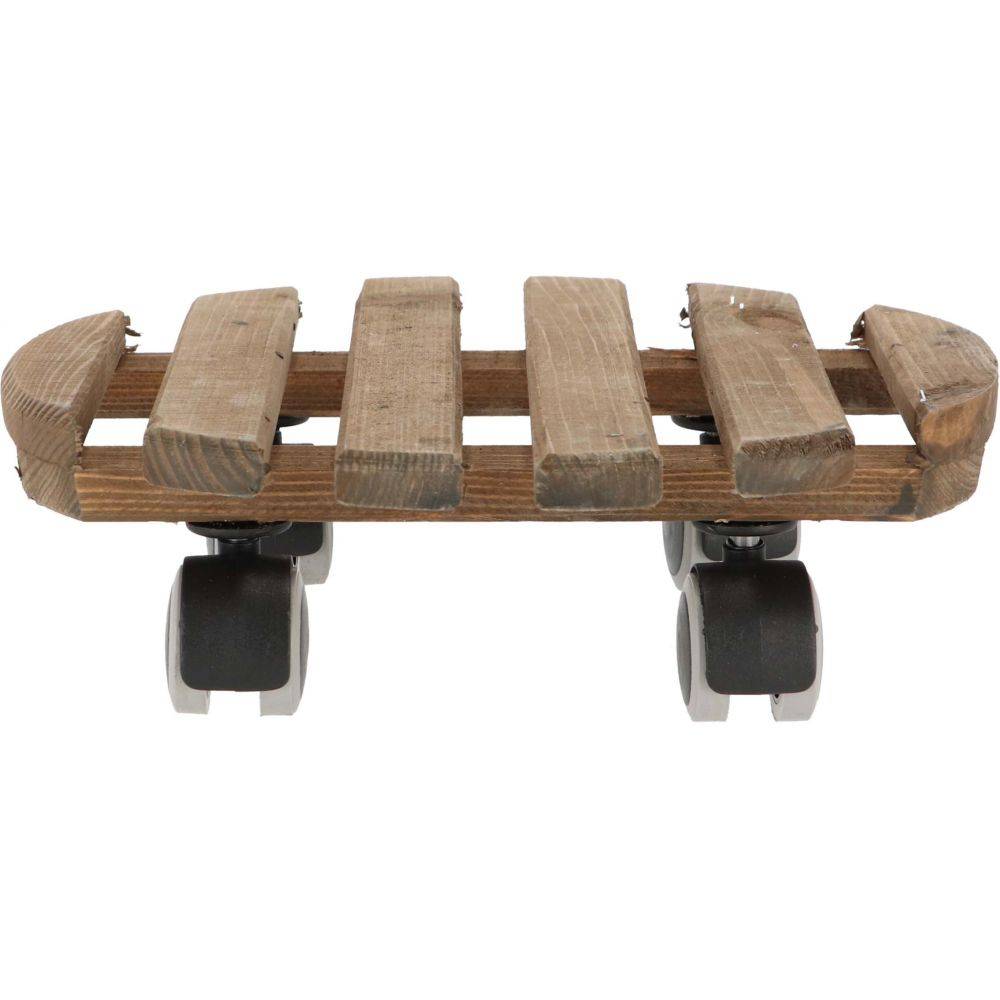 Esschert Design - Support à roulettes en bois pour plantes d'intérieur Rond - Teinté marron Esschert's Garden - Imagen 4