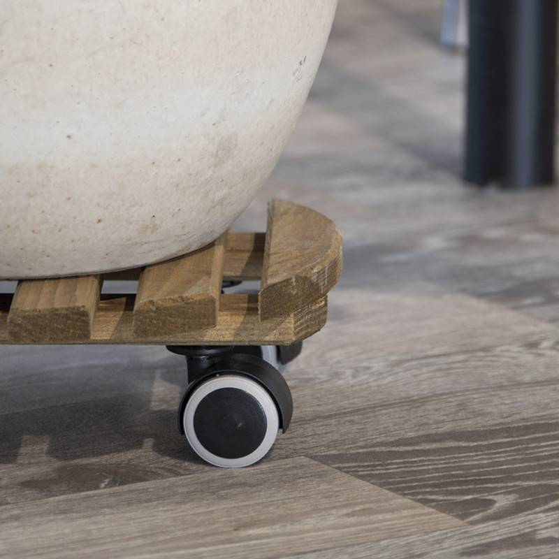 Esschert Design - Support à roulettes en bois pour plantes d'intérieur Rond - Teinté marron Esschert's Garden - Imagen 5