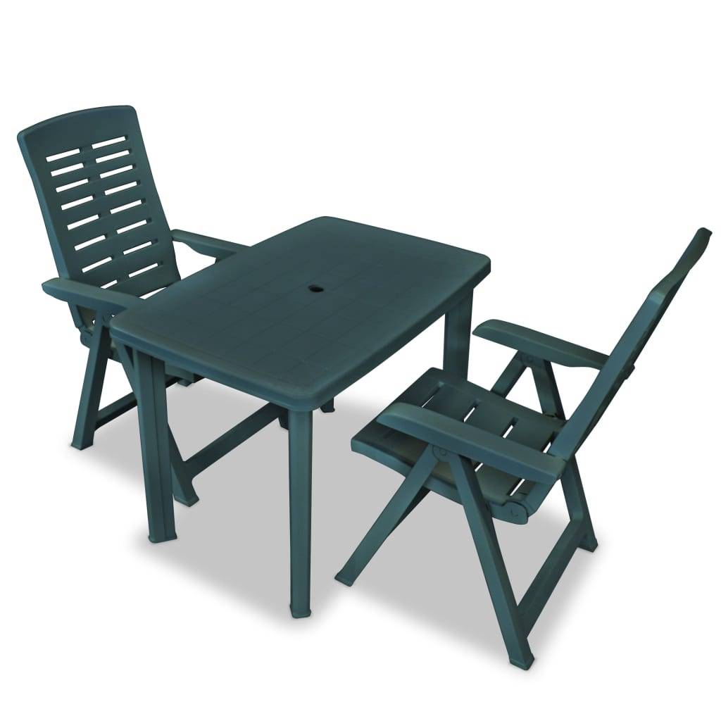 Ensemble 3 pcs de bistro - Salon De Jardin - Mobilier extérieur Plastique Vert MI681 - Image 2