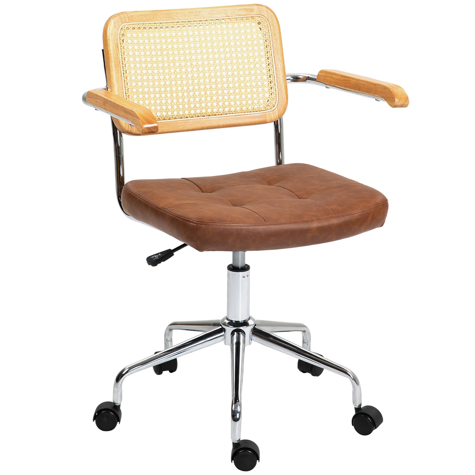 Sans Marque - Chaise de bureau fauteuil de bureau fonction basculante hauteur réglable assise pivotante 60l x 55,5P x 82-90H cm marron