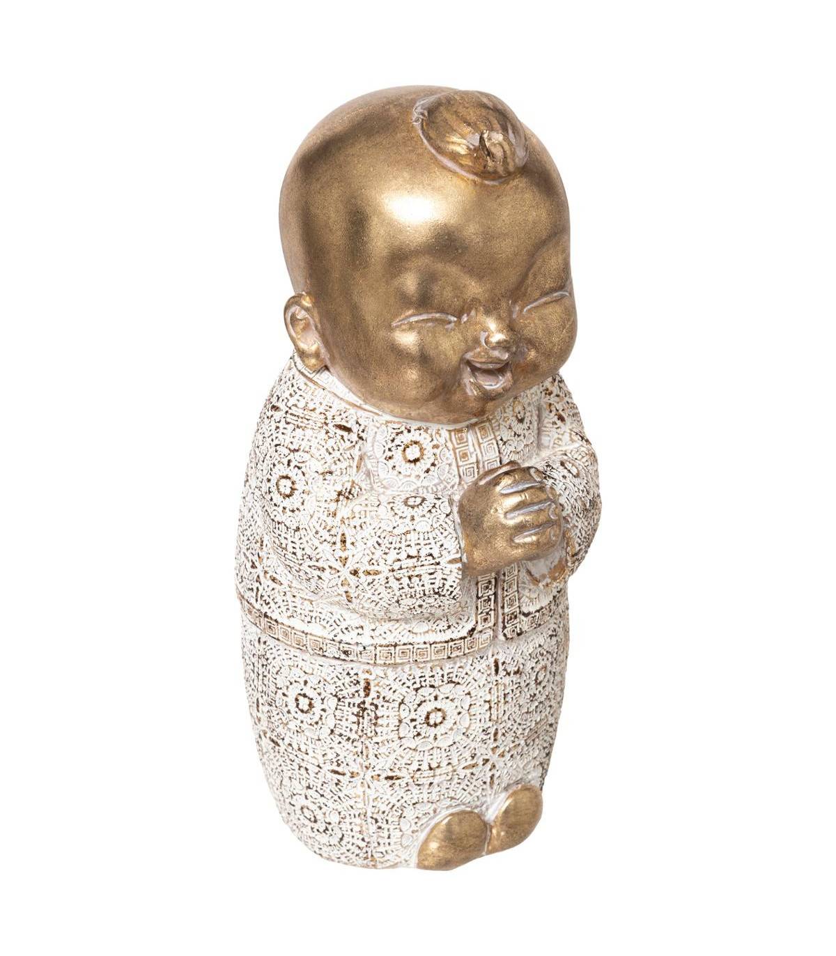 Atmosphera - Objet décoratif Statue Bouddha Enfant en résine Or H 20 cm