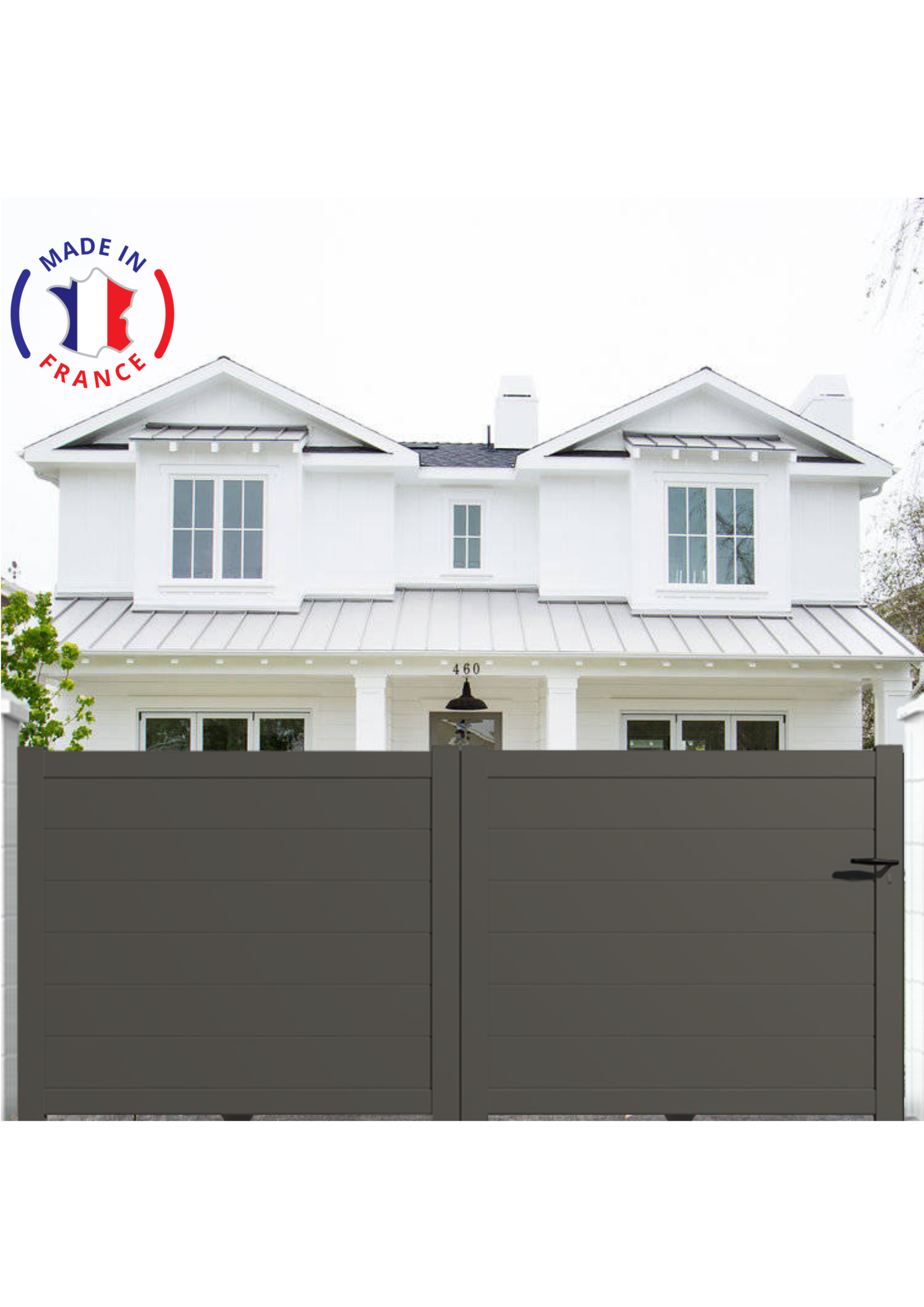 Portail Packit - Portail alu coulissant plein en kit dim. L.3500 (entre piliers) X H.1500 mm  Gris Quartz (RAL 7039)