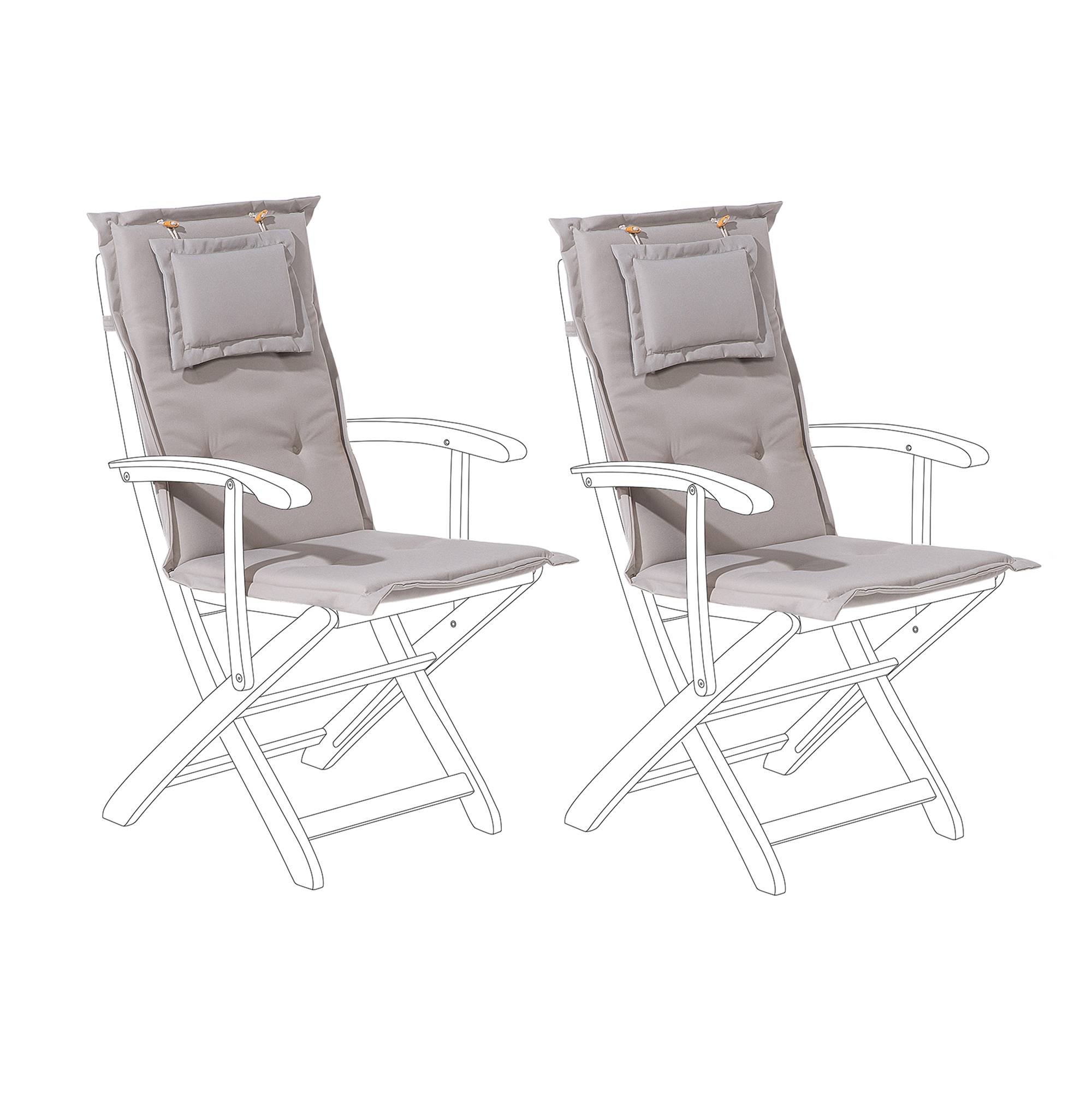 Lot de 2 Coussins d'Assise en Tissu Polyester Gris Beige avec Rembourrage en Mousse pour Chaises de Jardin Modernes Beliani - Imagen 1
