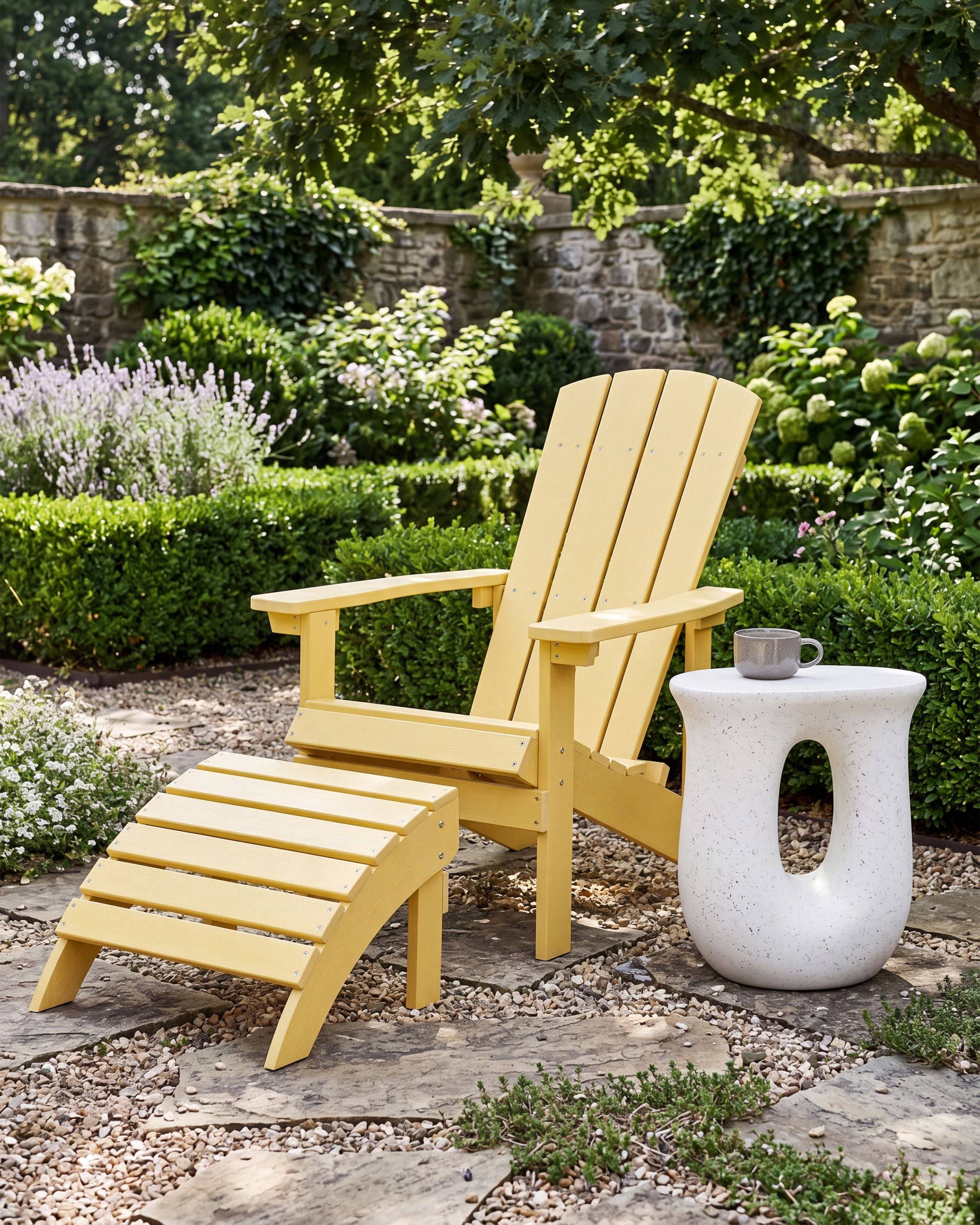 Beliani - Chaise de jardin Bois synthétique Jaune ADIRONDACK - Beliani - Imagen 1