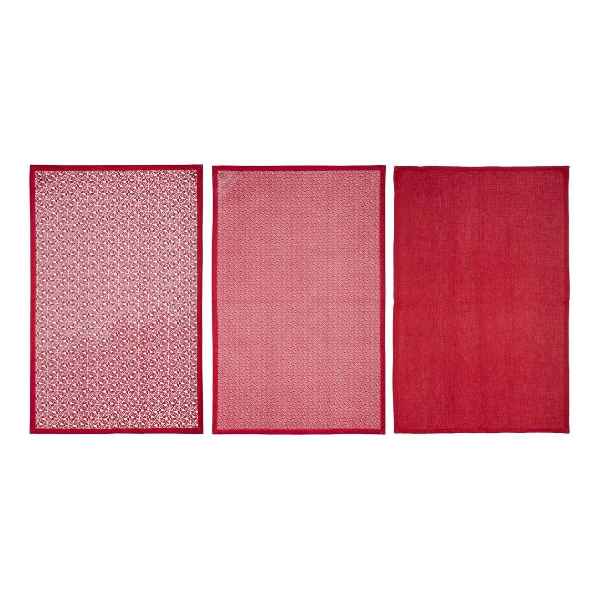 Lot de 3 Torchons "Imprimé" 45x70cm Rouge - Image 1