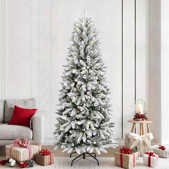 ComfortXL - Grand Sapin Artificiel Floqué 240 cm pour Intérieur/Extérieur, Pack Complet Lumières et Déco – ComfortXL Outdoor Living - Image 1