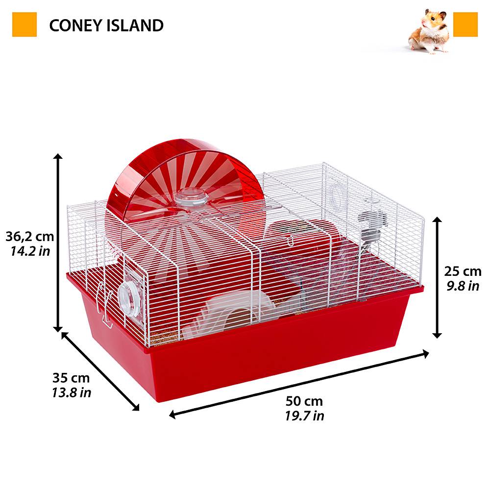 Ferplast - FERPLAST CONEY ISLAND Cage à Rongeurs pour Hamsters, en Métal, Accessoires inclus : Mangeoire, Abreuvoir, Maison, Roue Géante. 50x35xh36,2cm - Imagen 2