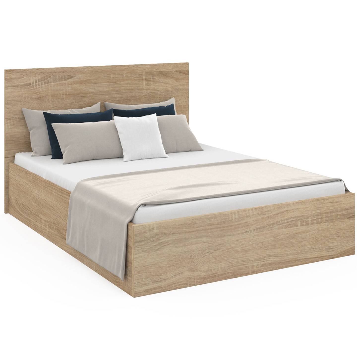 Lit coffre double SEASIDE avec tête de lit et sommier 140x190 cm façon hêtre - Image 7