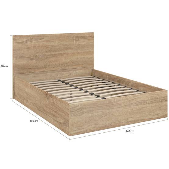 Lit coffre double SEASIDE avec tête de lit et sommier 140x190 cm façon hêtre - Image 4