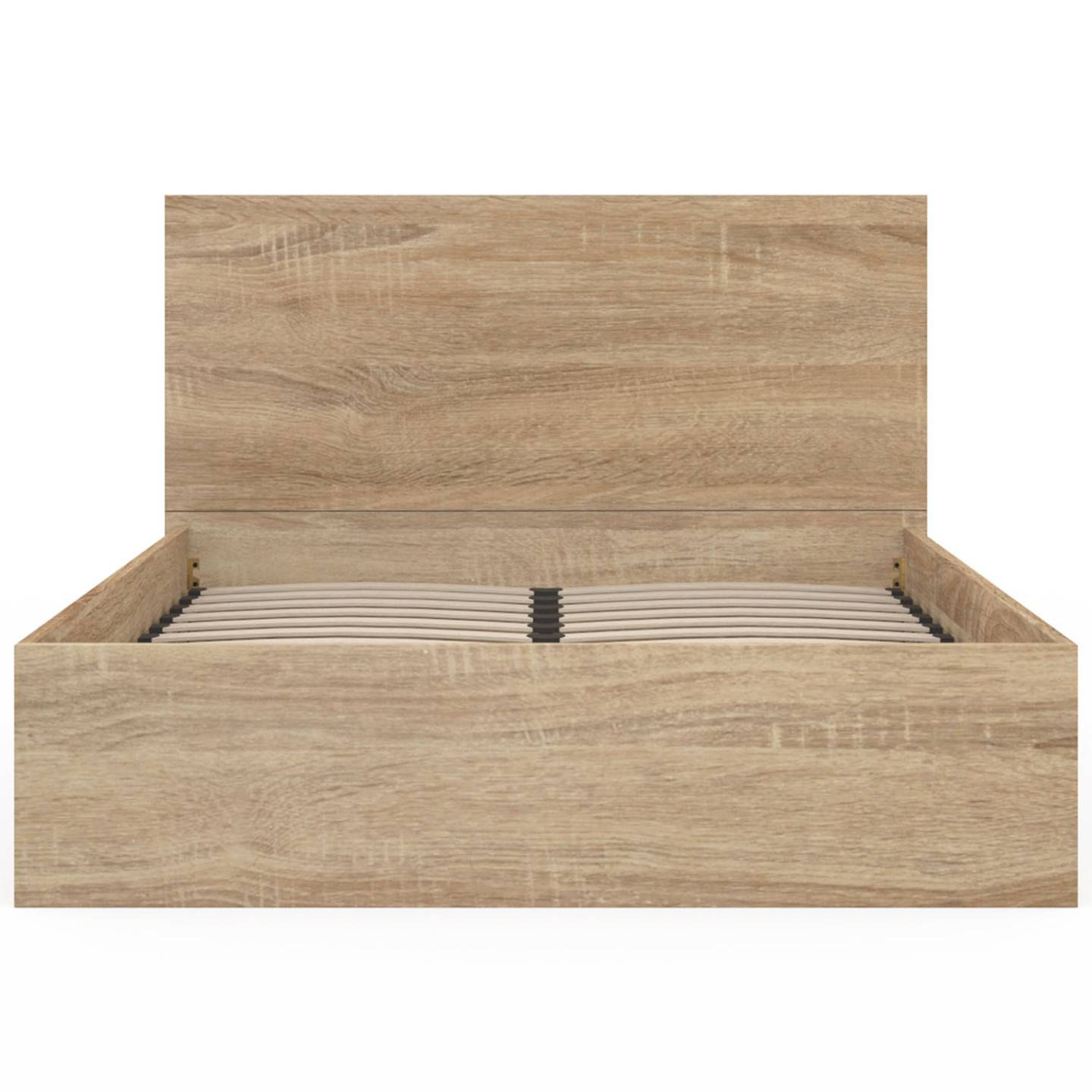 Lit coffre double SEASIDE avec tête de lit et sommier 140x190 cm façon hêtre - Image 3