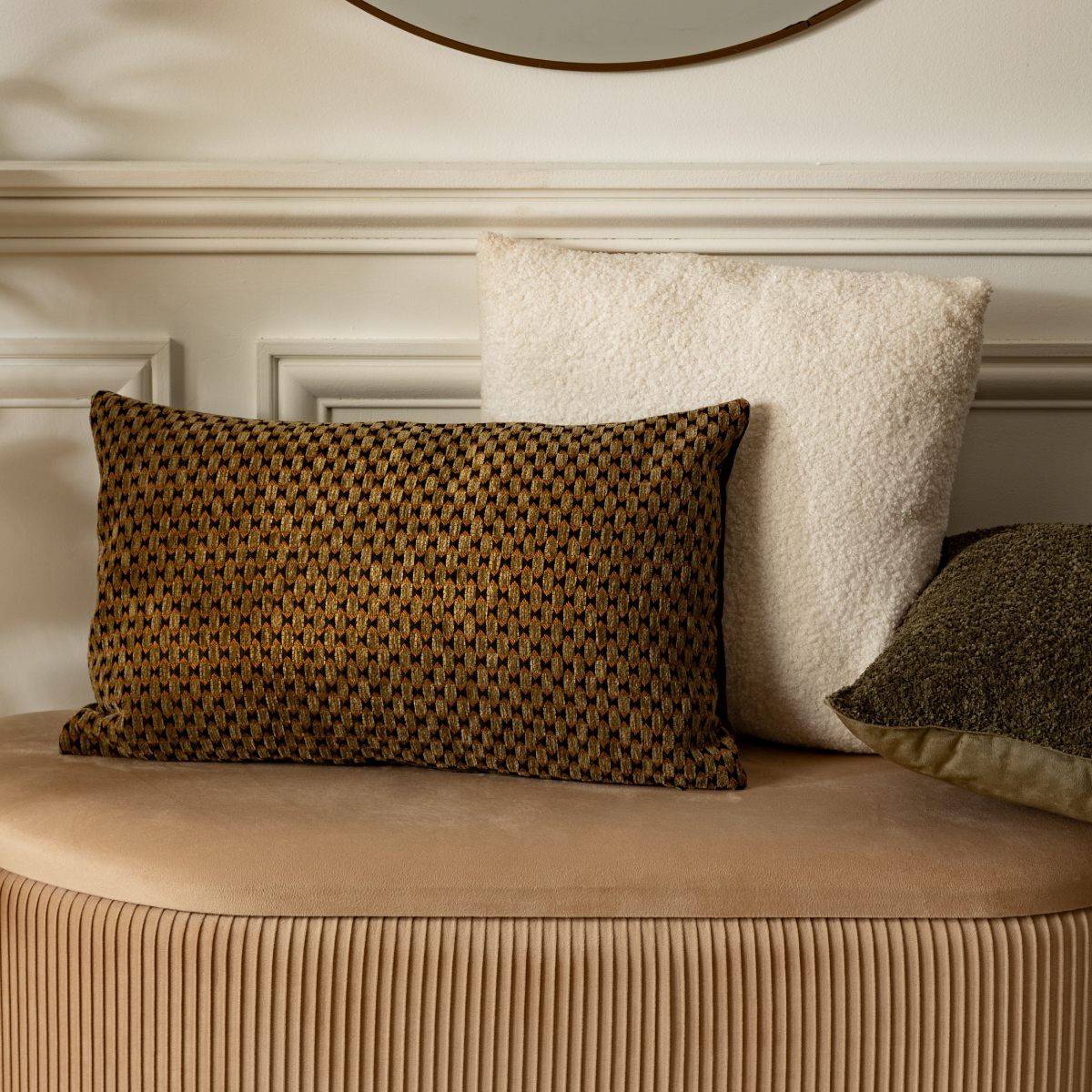 Atmosphera - Coussin décoratif jacquard chenille Vert kaki 30 x 50 cm - Imagen 5