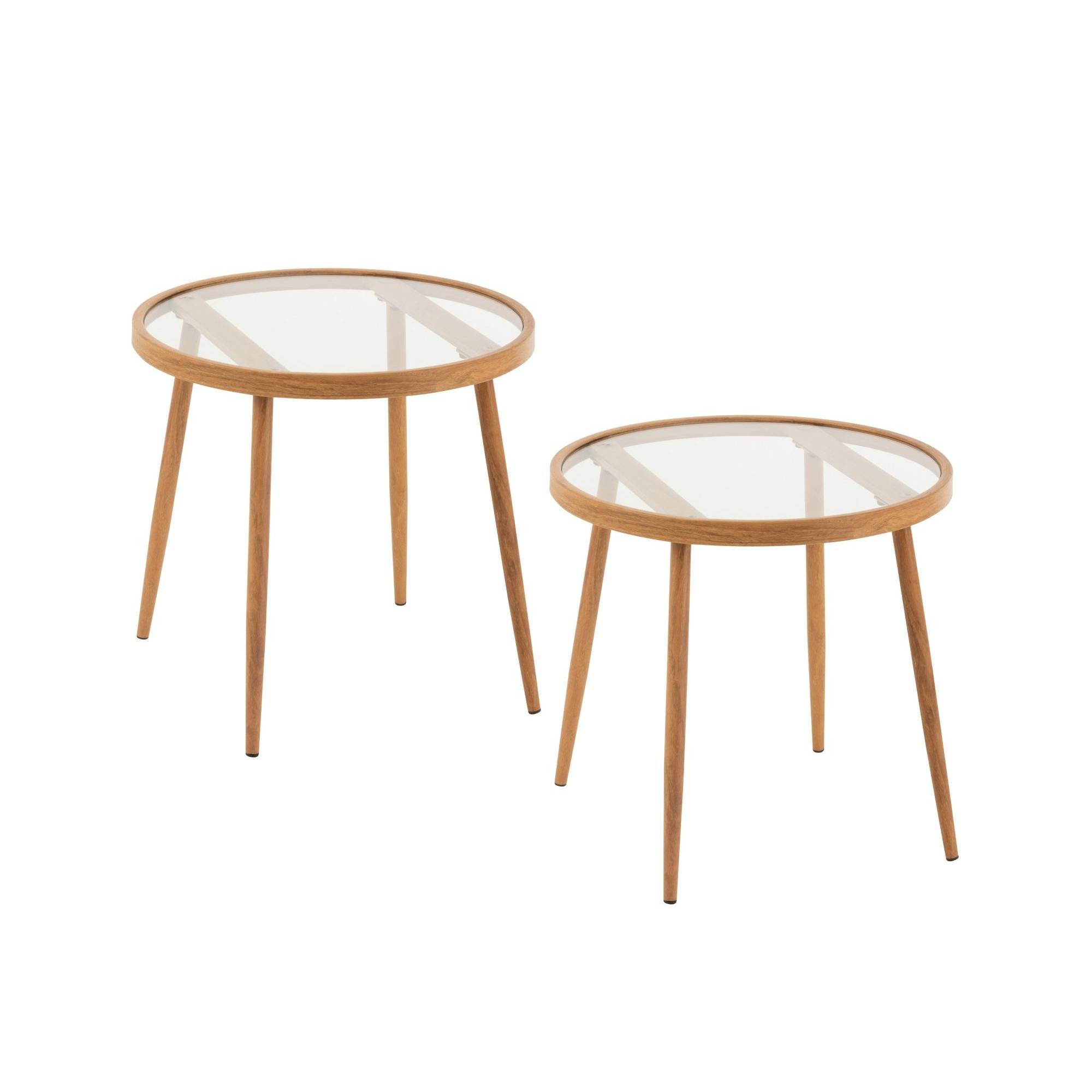 Autre - Table basse ronde en métal et verre D50 (lot de 2) - MALAGA - Imagen 1