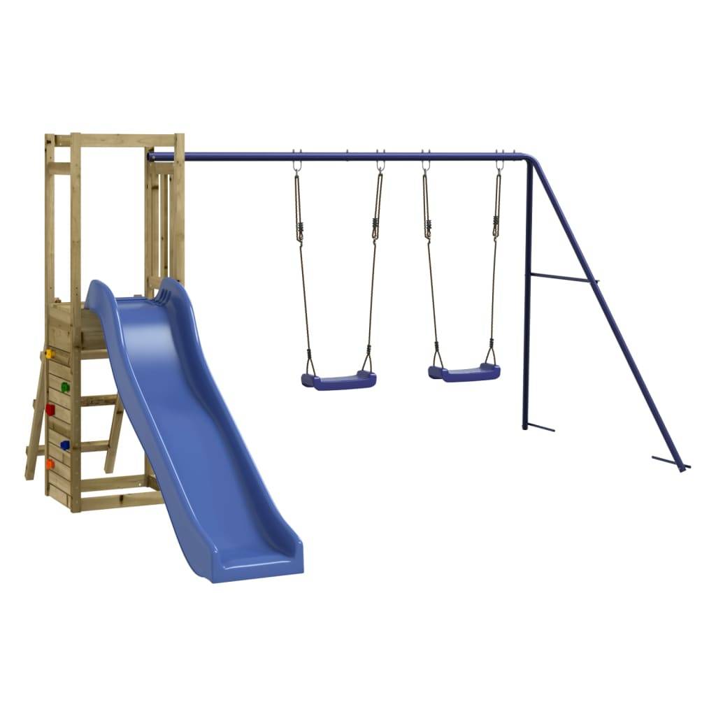 Helloshop26 - Aire de jeux d'extérieur balançoires toboggan portiques robuste jeux jardin 308 x 321 x 169 cm bois de pin imprégné - Imagen 1
