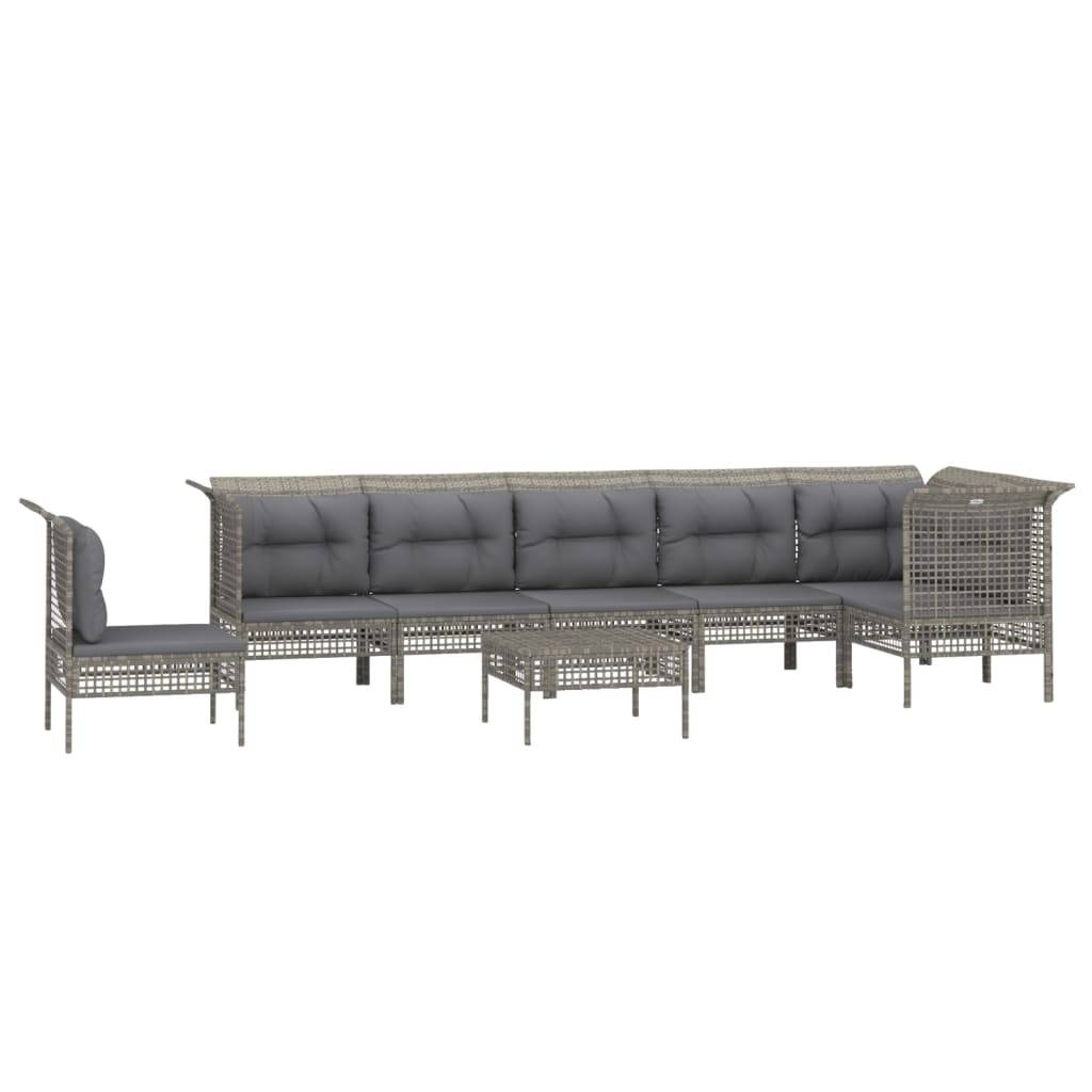 Helloshop26 - Salon de jardin meuble d'extérieur ensemble de mobilier 8 pièces avec coussins gris résine tressée - Imagen 1