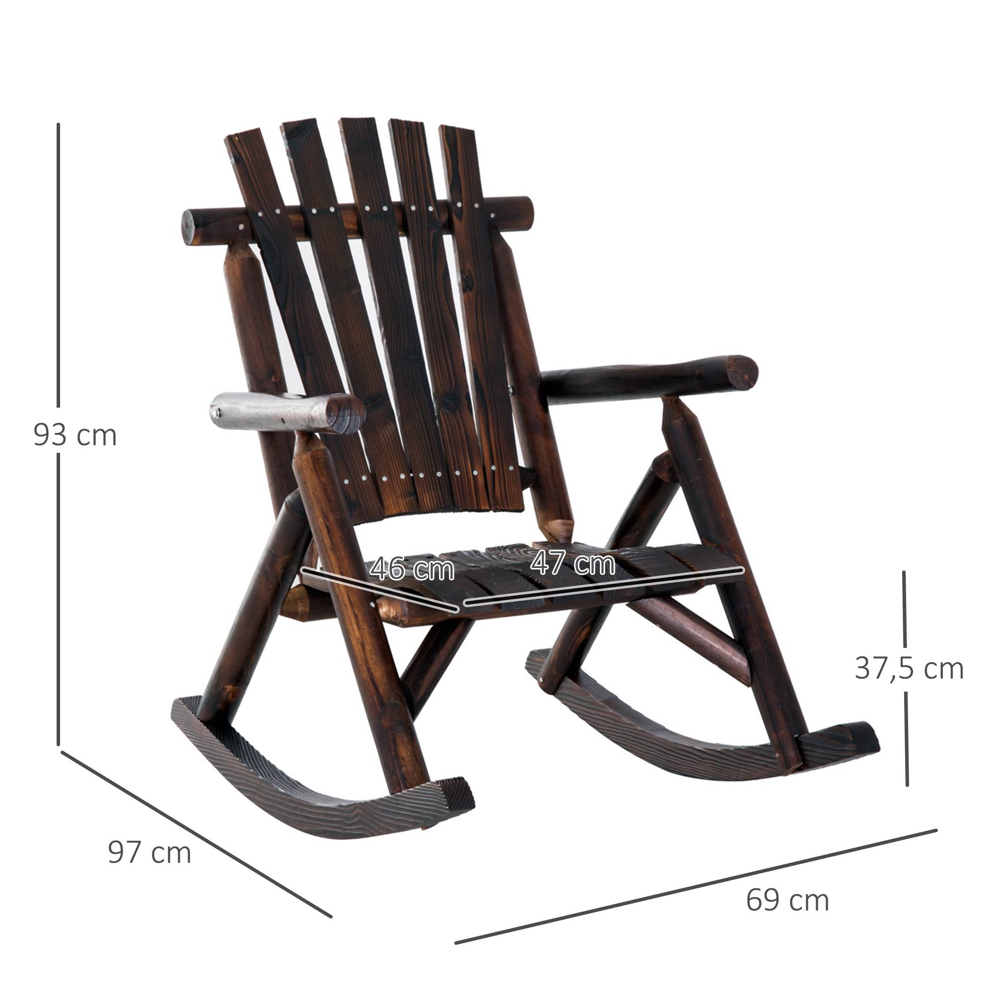 Chaise à bascule bois massif jardin style antique avec accoudoirs marron - ComfortXL Outdoor Living - Image 5