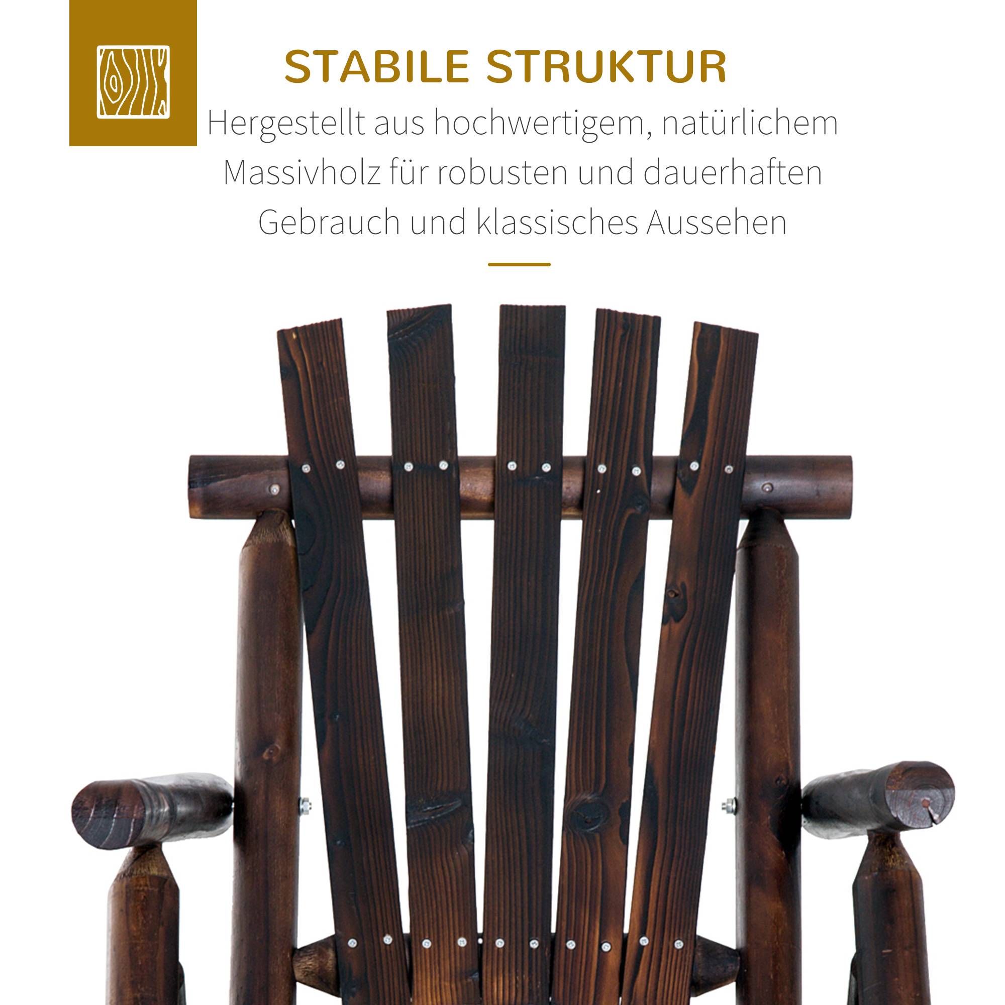 Chaise à bascule bois massif jardin style antique avec accoudoirs marron - ComfortXL Outdoor Living - Image 7