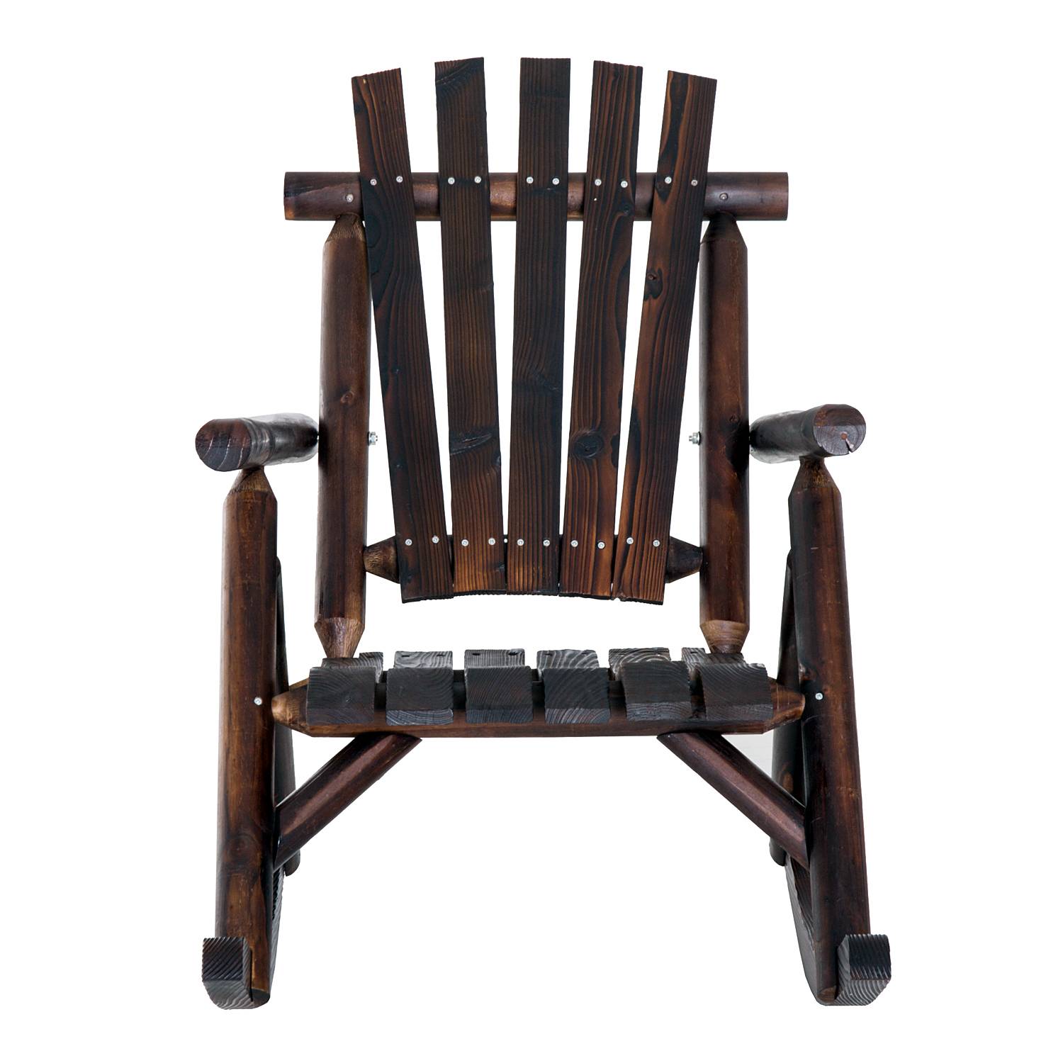 Chaise à bascule bois massif jardin style antique avec accoudoirs marron - ComfortXL Outdoor Living - Image 2