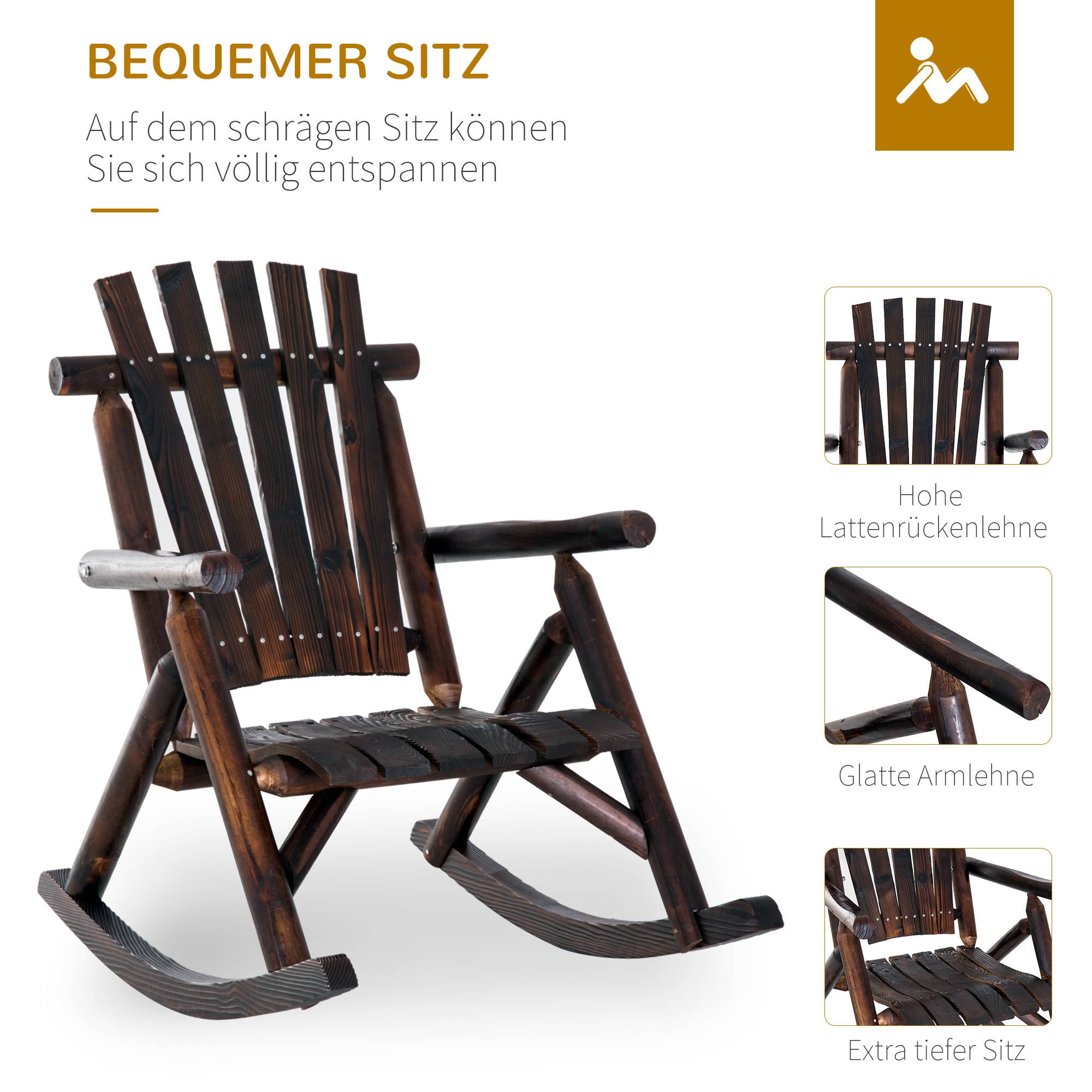 Chaise à bascule bois massif jardin style antique avec accoudoirs marron - ComfortXL Outdoor Living - Image 8