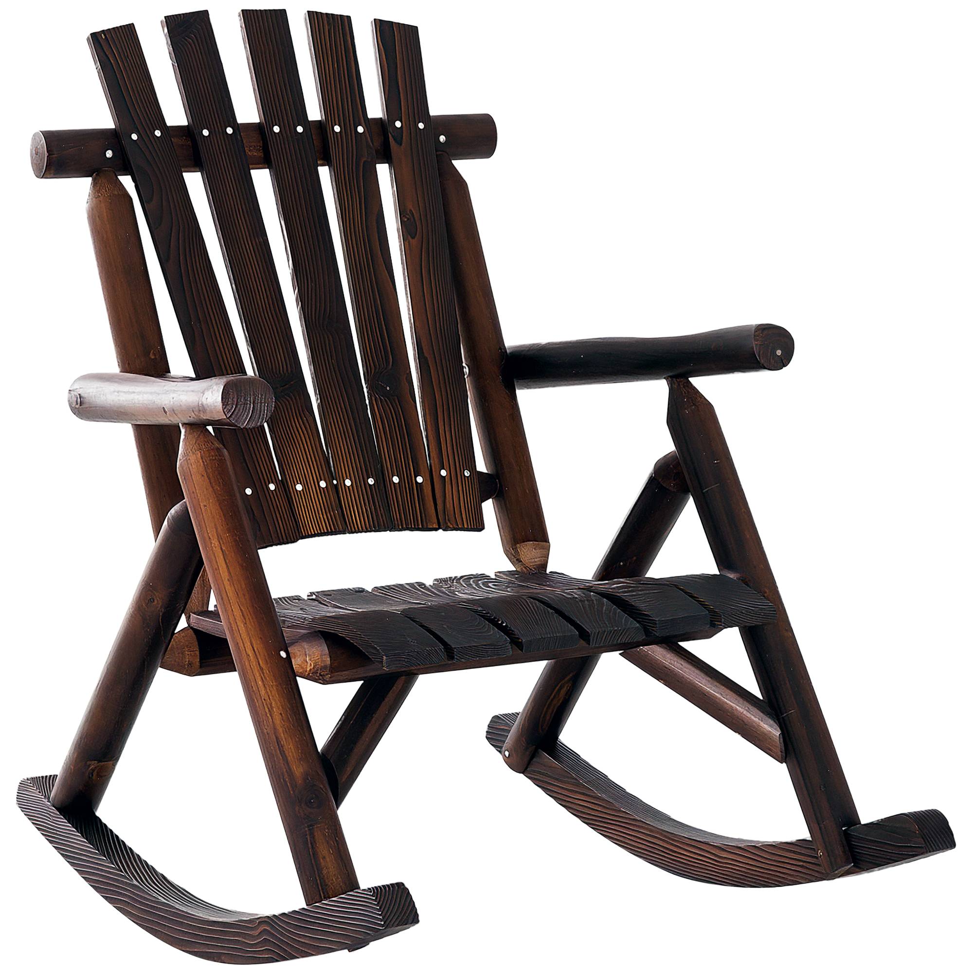 Chaise à bascule bois massif jardin style antique avec accoudoirs marron - ComfortXL Outdoor Living - Image 1