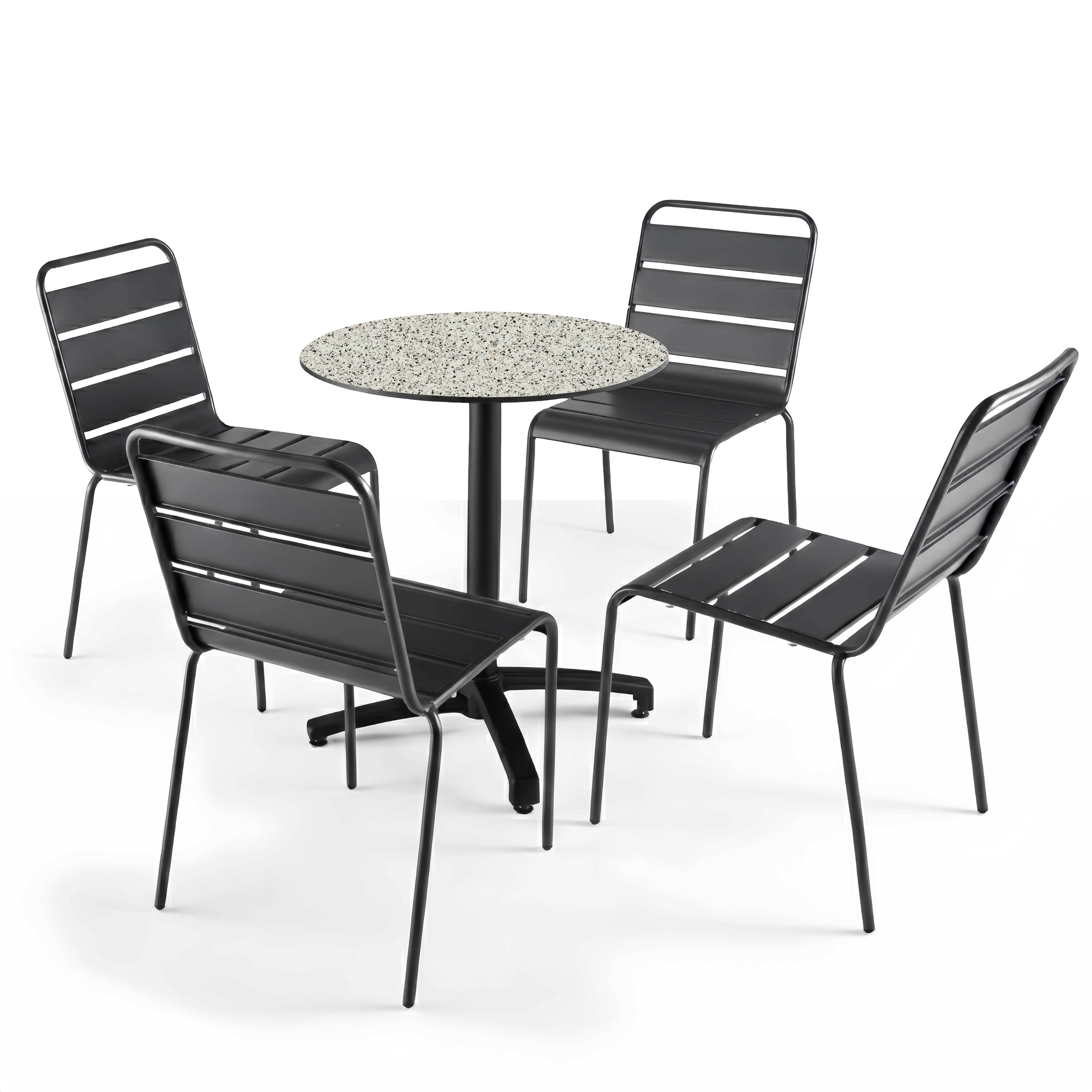 Oviala - Table de jardin ronde 60 cm inclinable aluminium et HPL terrazzo Opera - Oviala - Image 3