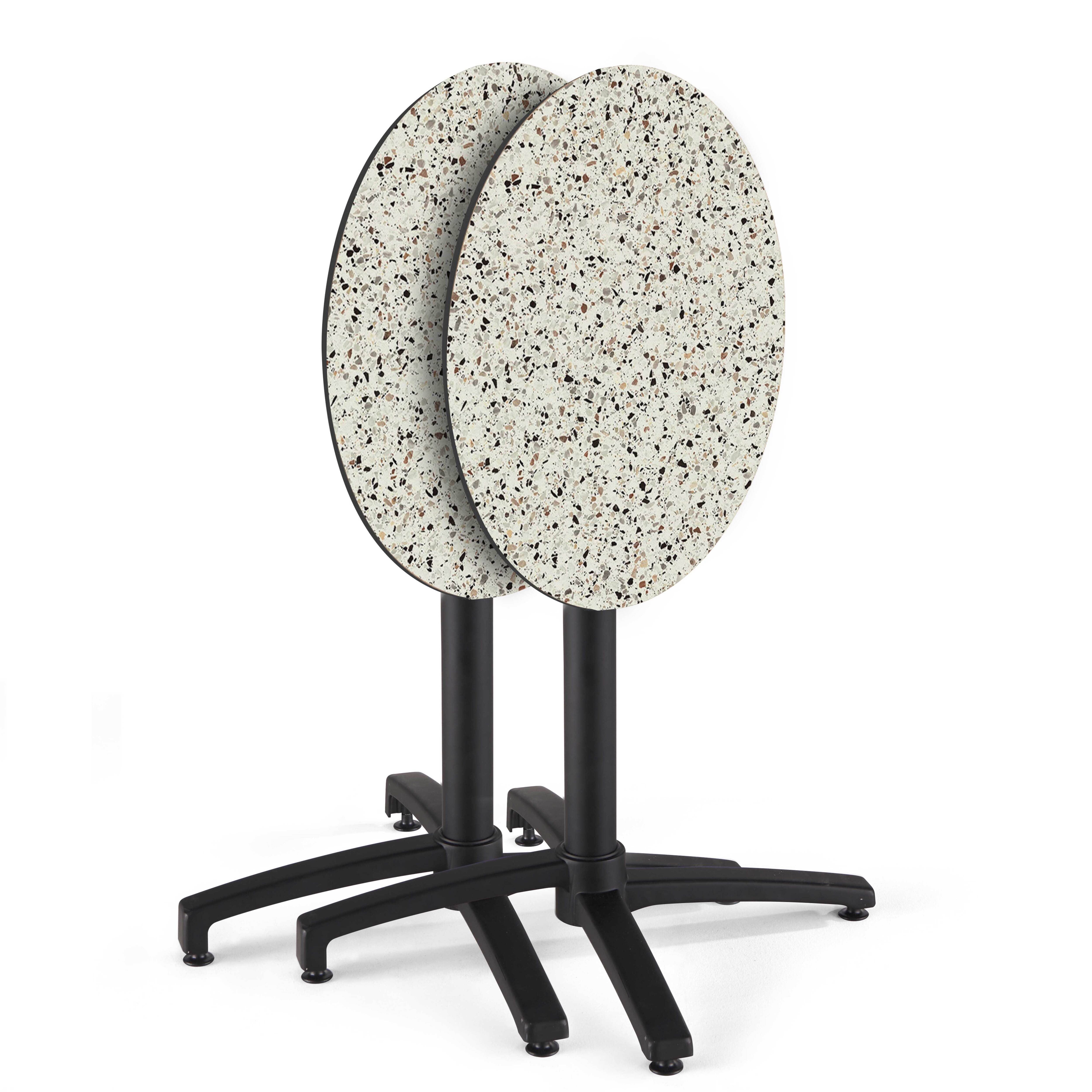 Oviala - Table de jardin ronde 60 cm inclinable aluminium et HPL terrazzo Opera - Oviala - Image 2