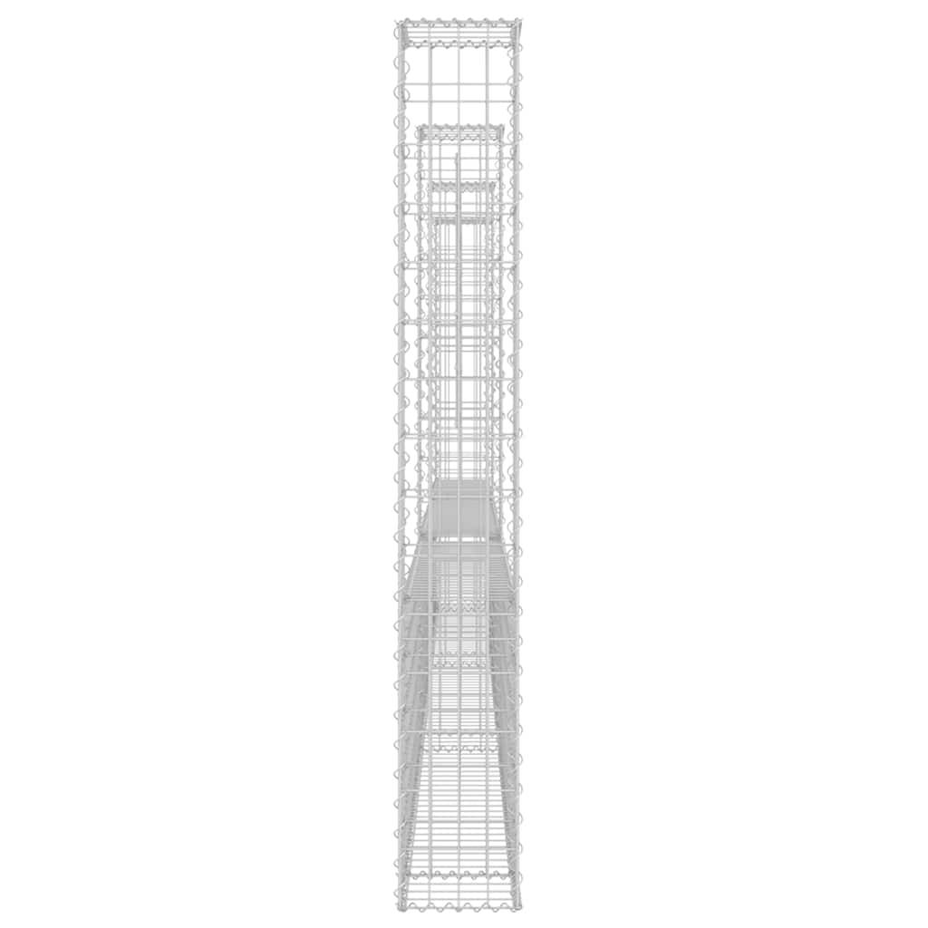 Panier de gabion en fer argenté 380 x 20 x 150 cm avec 4 poteaux - PANGIVO - Image 4