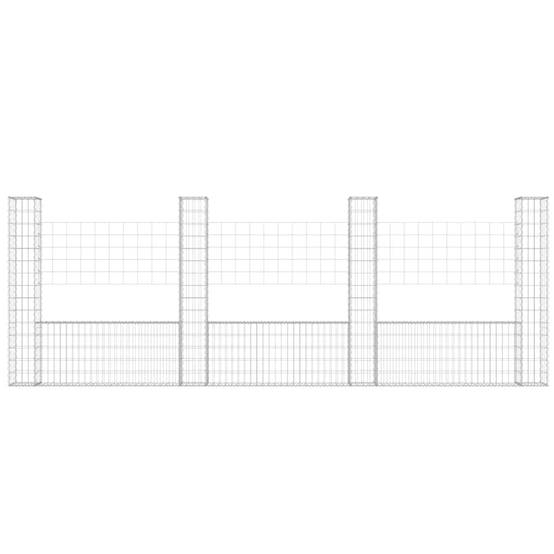 Panier de gabion en fer argenté 380 x 20 x 150 cm avec 4 poteaux - PANGIVO - Image 3