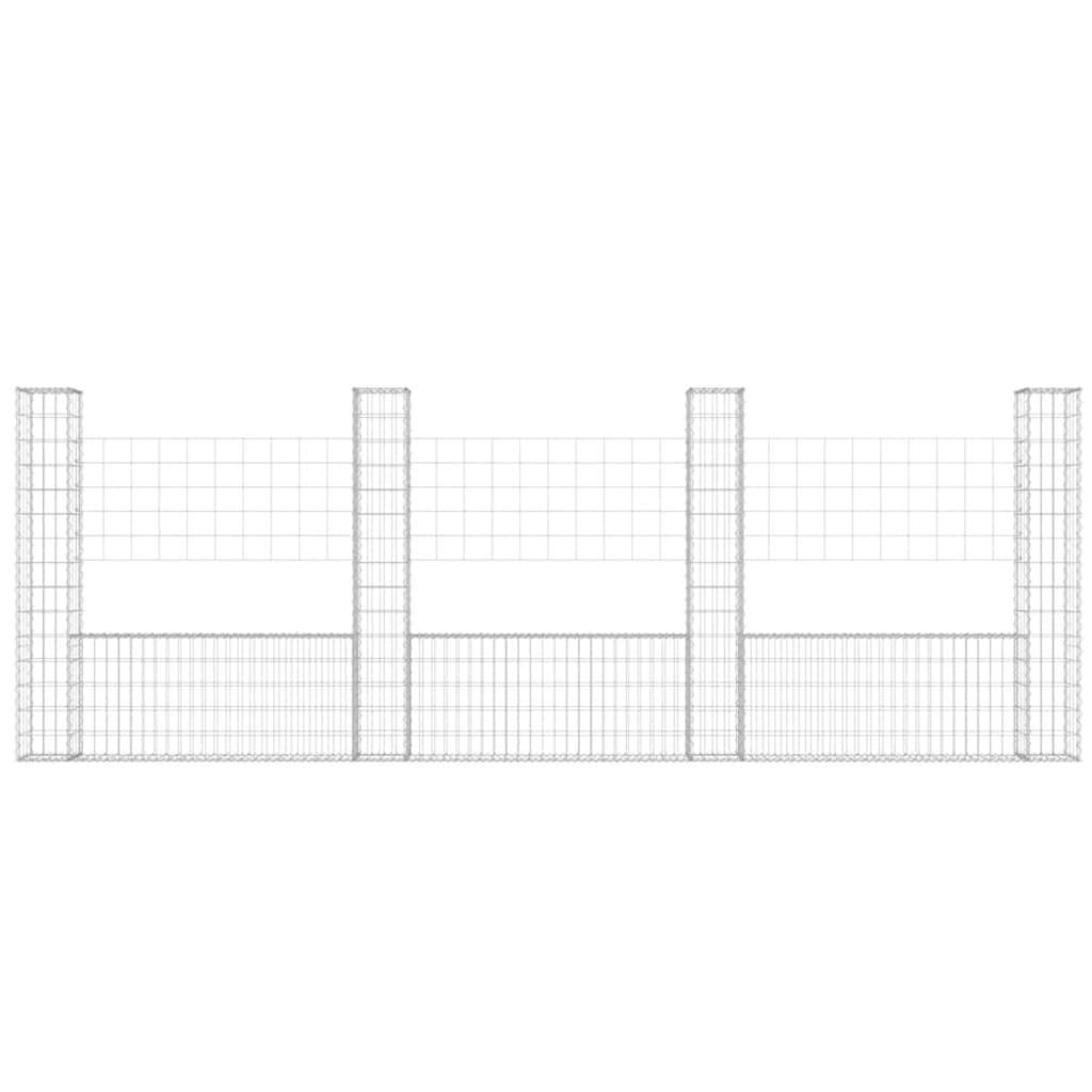 Panier de gabion en fer argenté 380 x 20 x 150 cm avec 4 poteaux - PANGIVO - Image 3