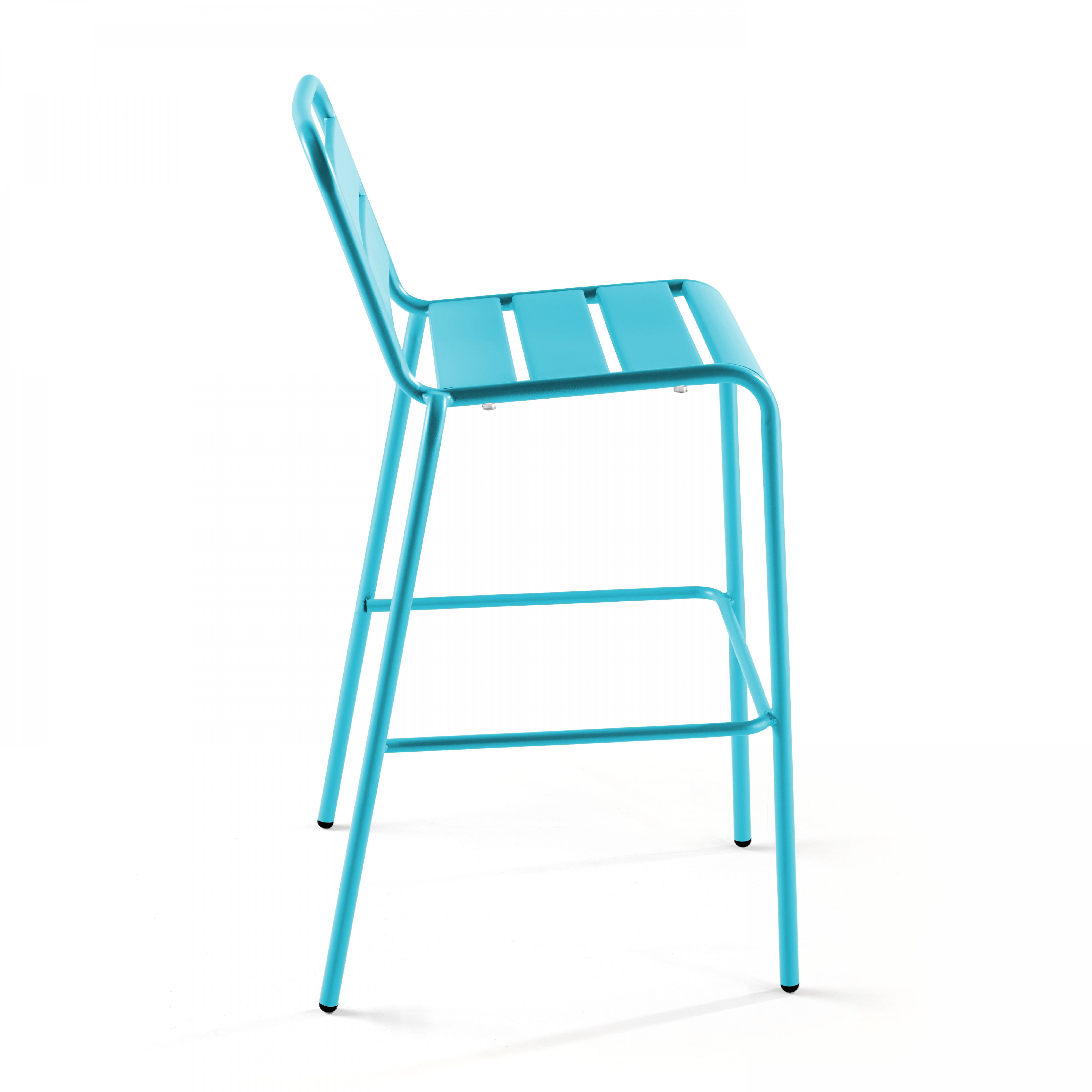 Oviala - Chaise haute de jardin en métal bleu Palavas - Oviala - Imagen 3