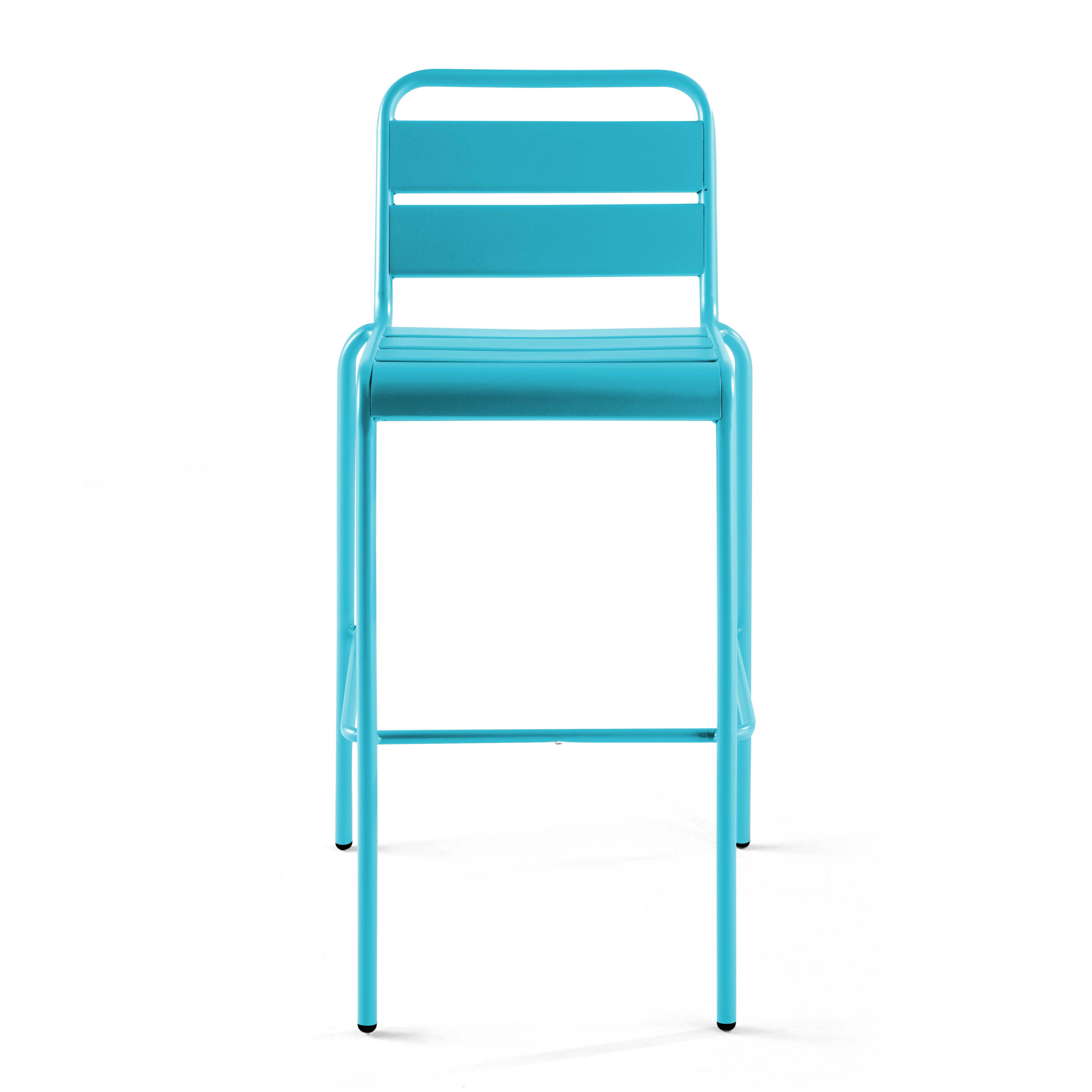 Oviala - Chaise haute de jardin en métal bleu Palavas - Oviala - Imagen 4