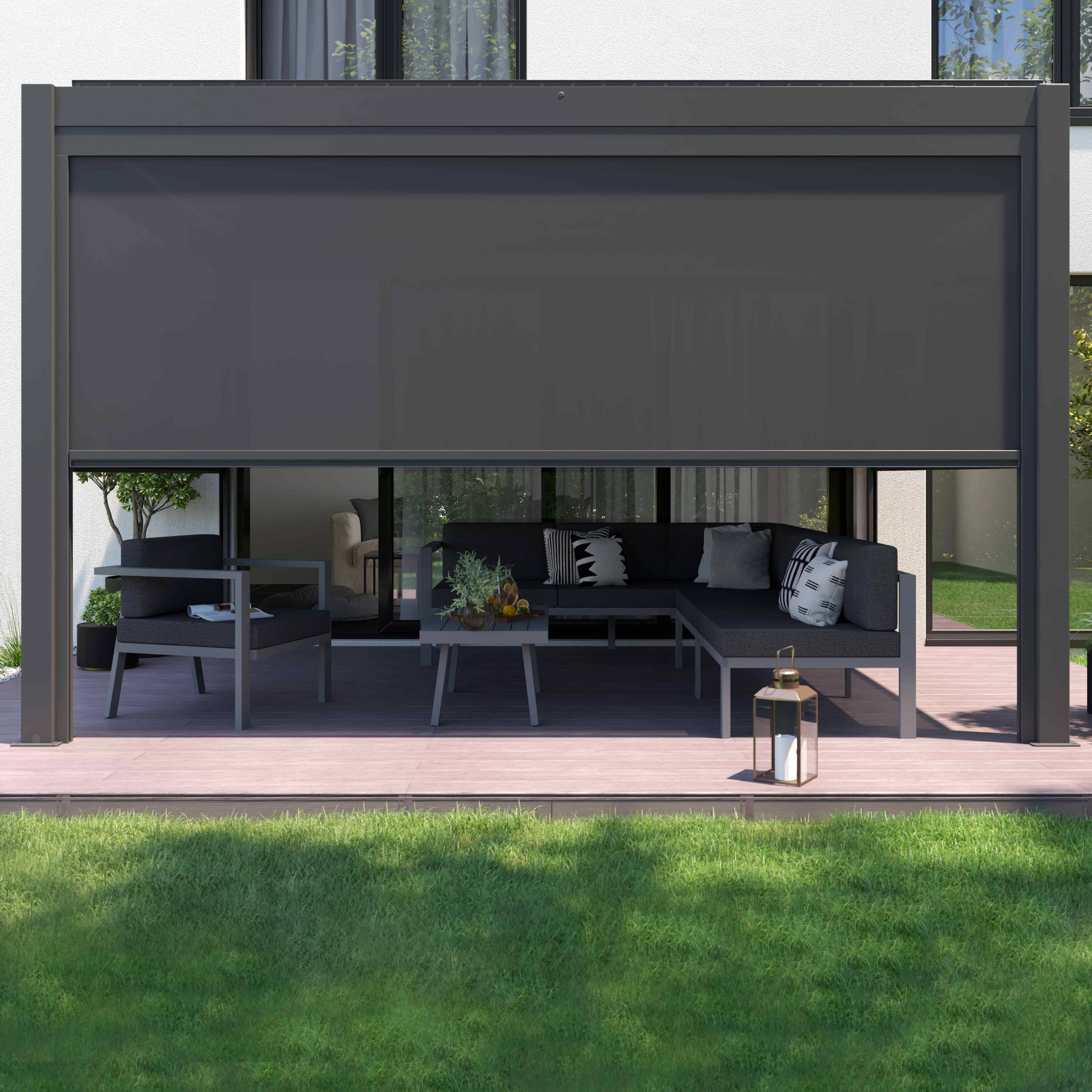 Oviala - Pergola bioclimatique adossée et motorisée éclairée 3x4m et 2 stores Thebes - Oviala - Imagen 3