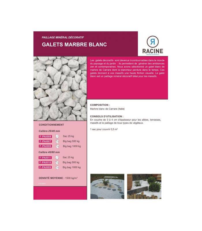 Paillage marbre blanc à éclat décoratif 1000kg RACINE F-PAI006 - Image 2