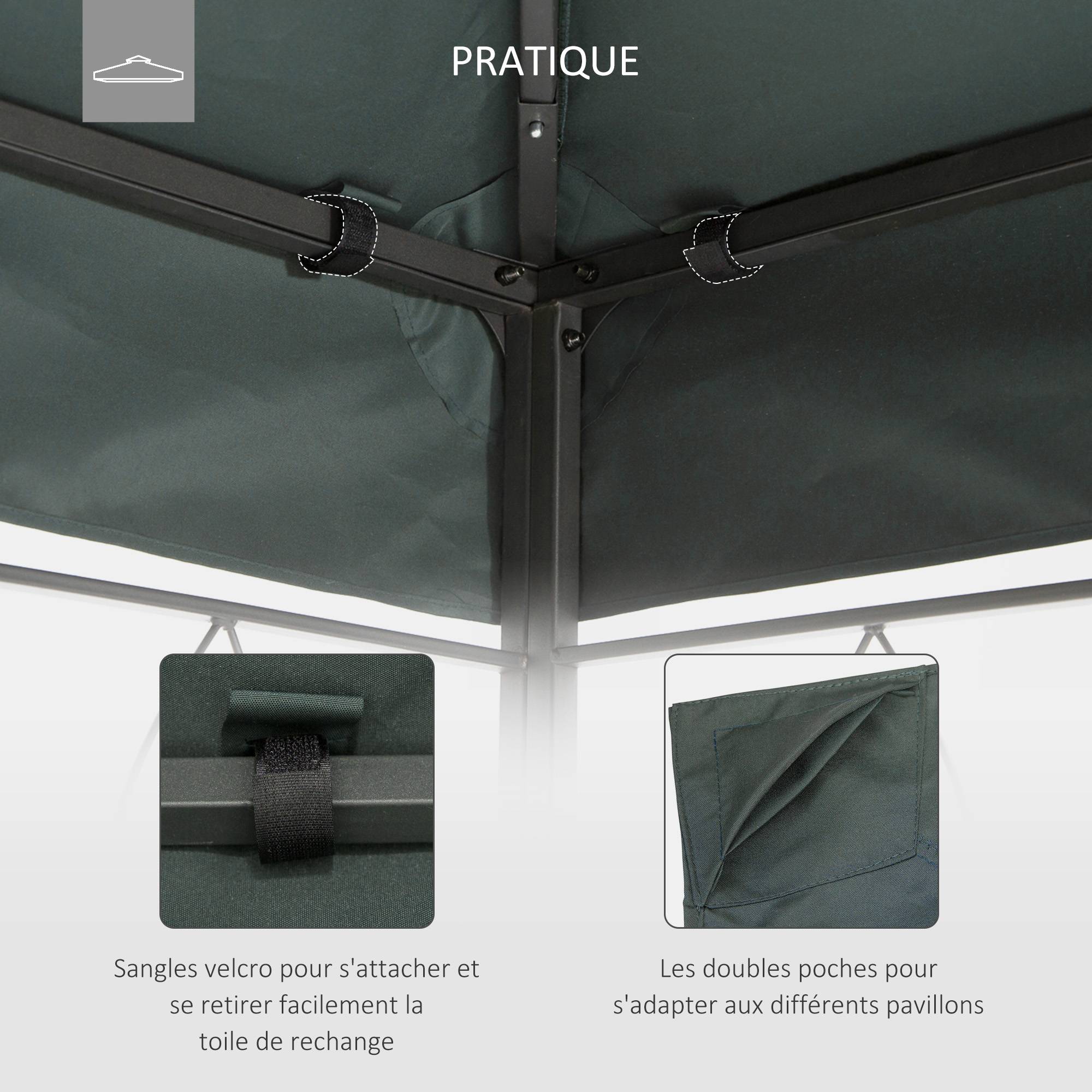 ComfortXL - Toile De Rechange Polyester Tonnelle Jardin Toit Aéré Anti-UV 3x4m Gris - ComfortXL Outdoor Living - Image 6
