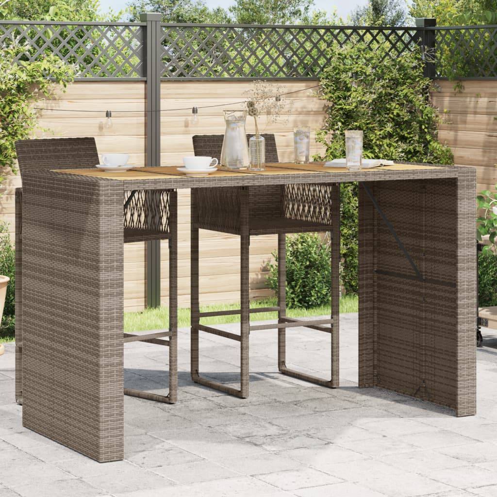 ComfortXL - Table Haute de Jardin Grise 185cm en Résine Tressée, Plateau Robuste en Bois d'Acacia – ComfortXL Outdoor Living - Image 1