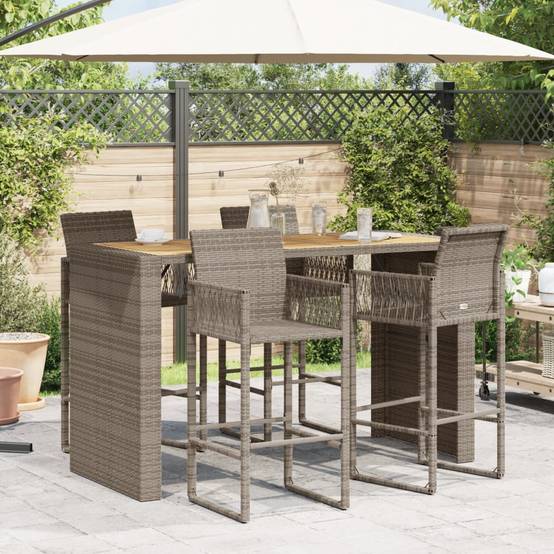 ComfortXL - Table Haute de Jardin Grise 185cm en Résine Tressée, Plateau Robuste en Bois d'Acacia – ComfortXL Outdoor Living - Image 3