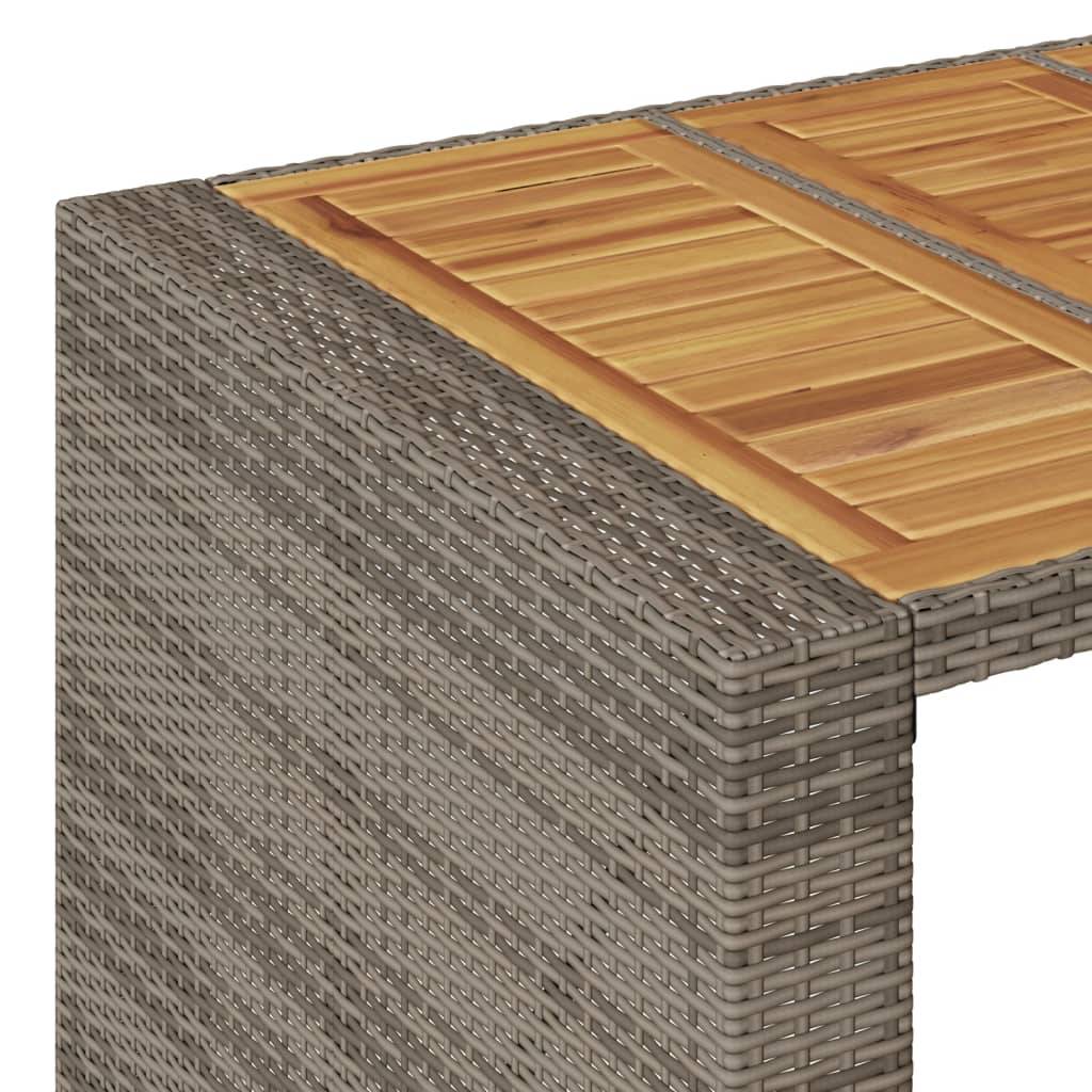 ComfortXL - Table Haute de Jardin Grise 185cm en Résine Tressée, Plateau Robuste en Bois d'Acacia – ComfortXL Outdoor Living - Image 9