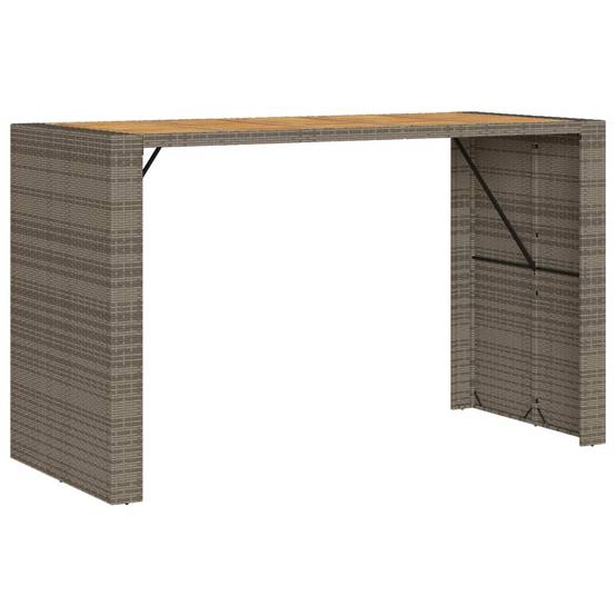ComfortXL - Table Haute de Jardin Grise 185cm en Résine Tressée, Plateau Robuste en Bois d'Acacia – ComfortXL Outdoor Living - Image 2
