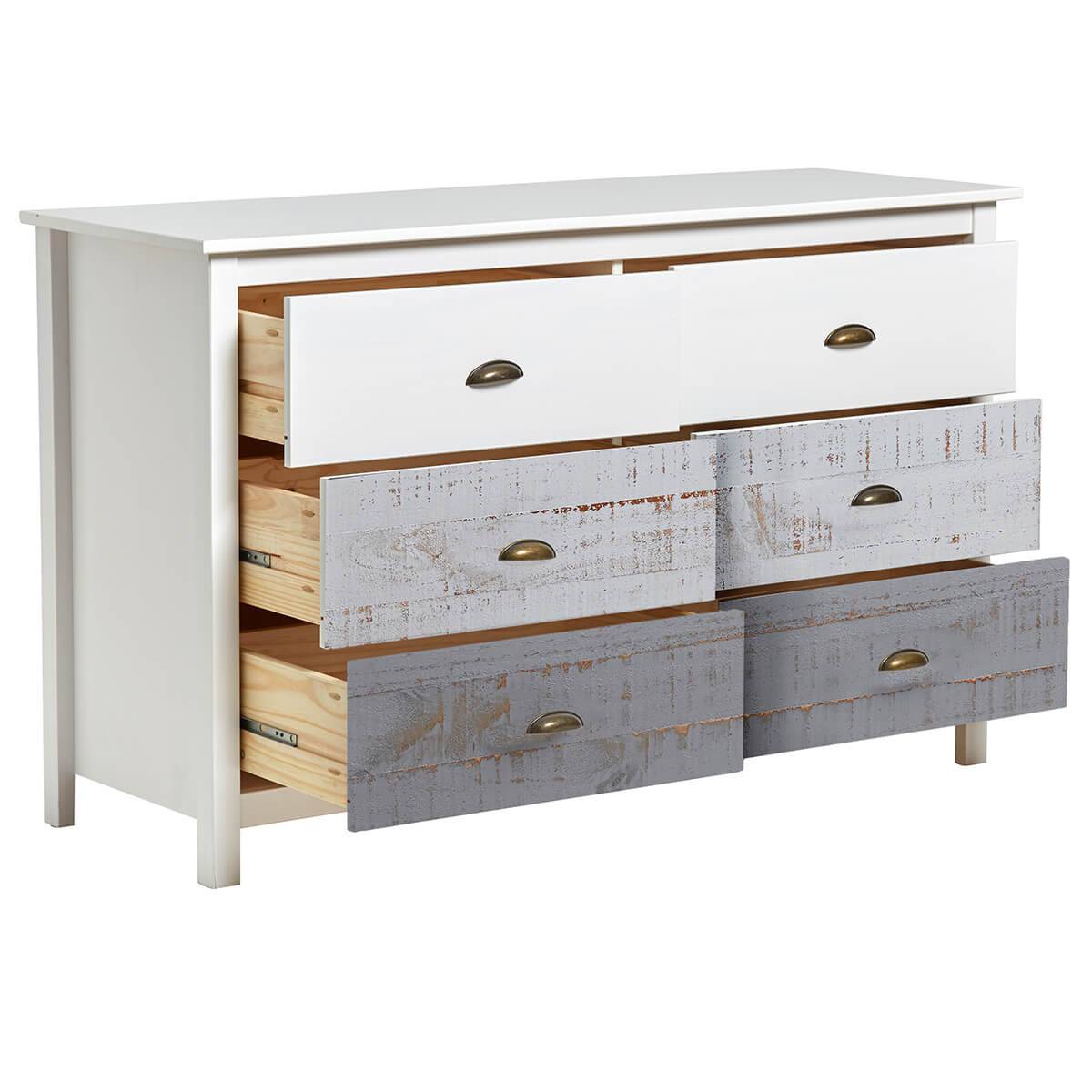 Commode 6 Tiroirs Bois Aspect Vieilli - ROSALIA - Image 3