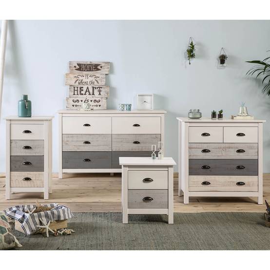 Commode 6 Tiroirs Bois Aspect Vieilli - ROSALIA - Image 8