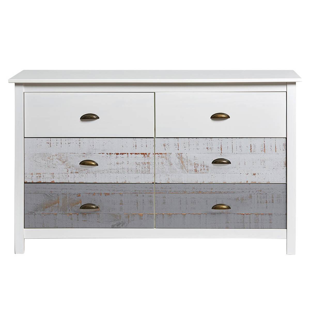 Commode 6 Tiroirs Bois Aspect Vieilli - ROSALIA - Image 7