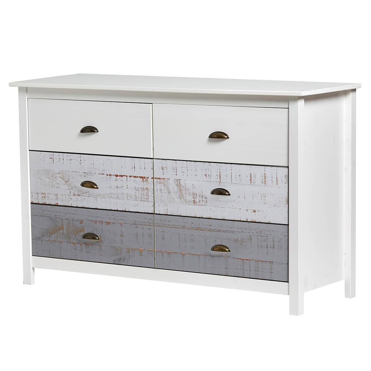 Commode 6 Tiroirs Bois Aspect Vieilli - ROSALIA - Image 6