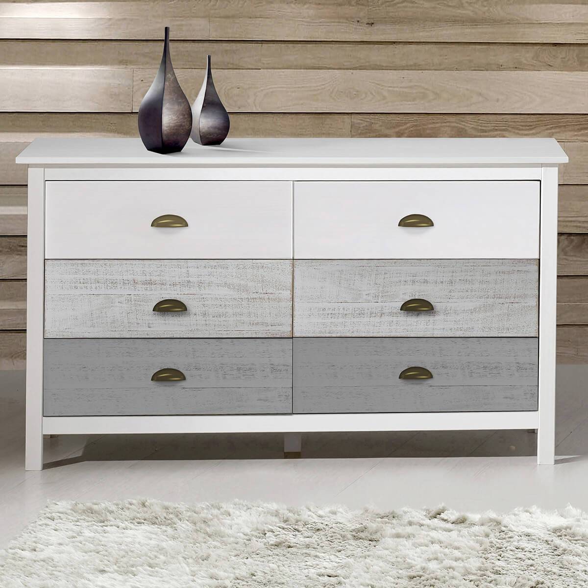 Commode 6 Tiroirs Bois Aspect Vieilli - ROSALIA - Image 2