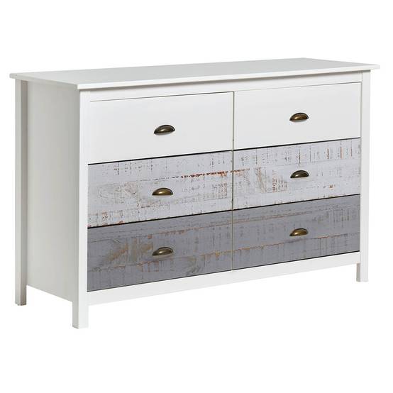 Commode 6 Tiroirs Bois Aspect Vieilli - ROSALIA - Image 1