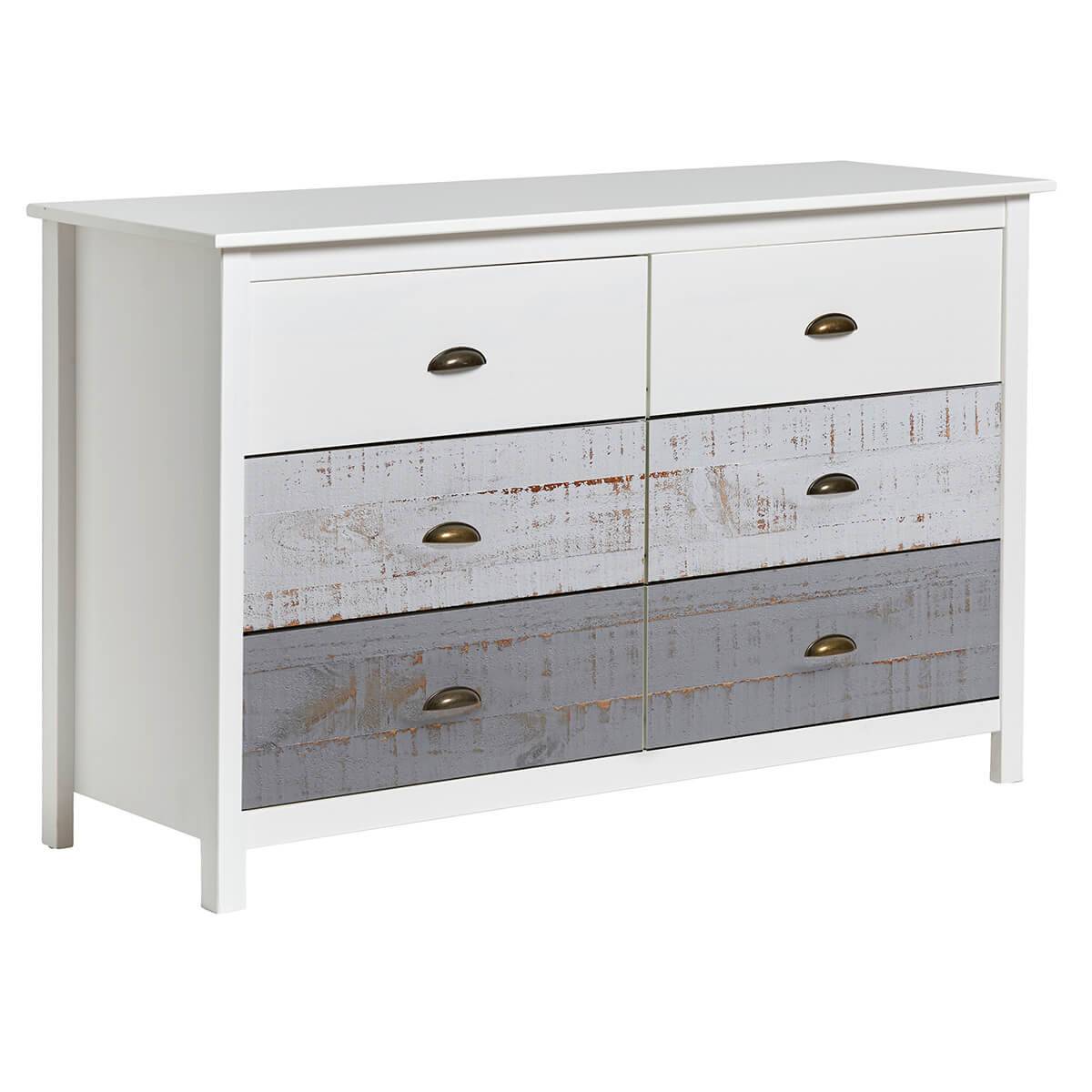 Commode 6 Tiroirs Bois Aspect Vieilli - ROSALIA - Image 1