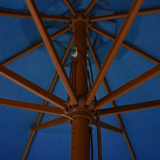 Parasol avec mât en bois 330 cm bleu - Image 4